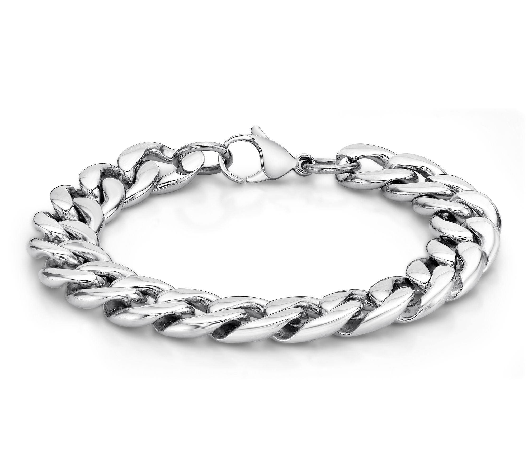 LYNX Men's Stainless Steel Thick Curb Link Bracelet