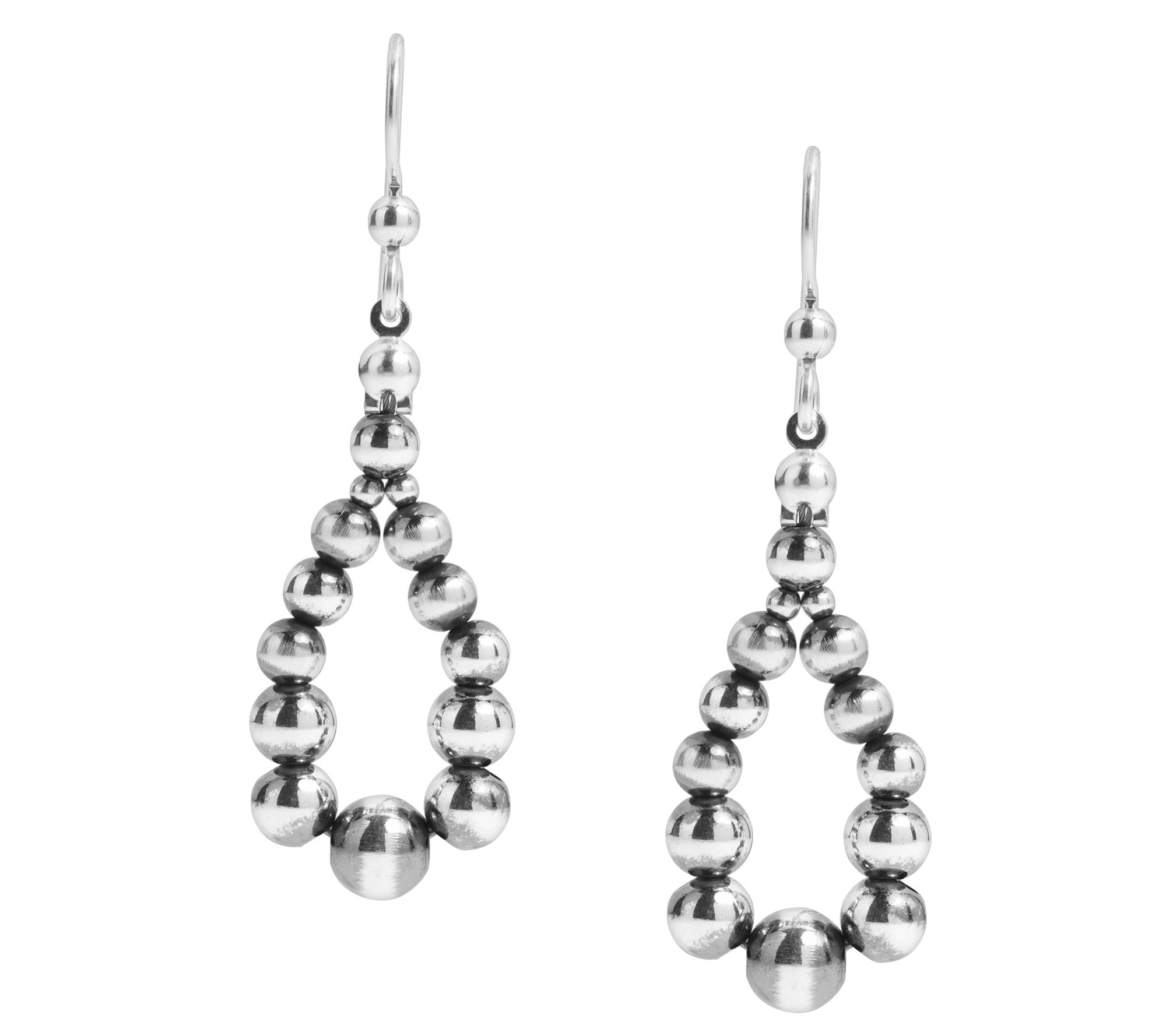 American West Sterling Small Oxidized Bead Loop Earrings - QVC.com