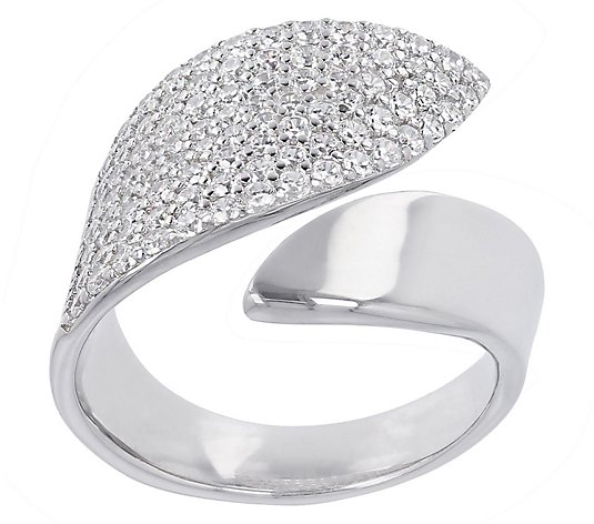 Diamonique 1.20 cttw Pave Bypass Band Ring, Sterling Silver