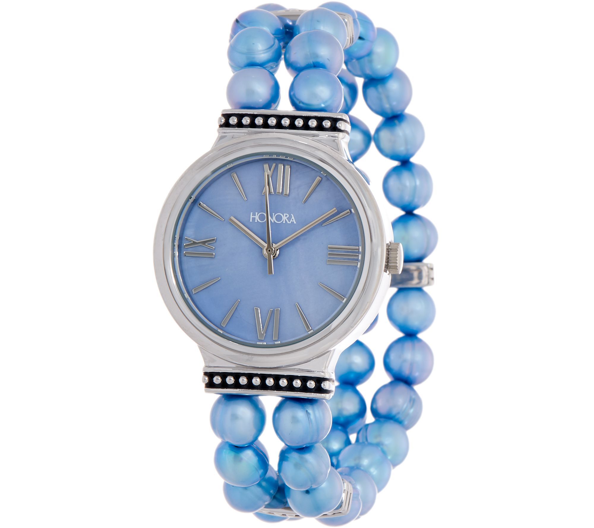 Honora Pearl Stainless Steel Stretch Bracelet Watch - QVC.com