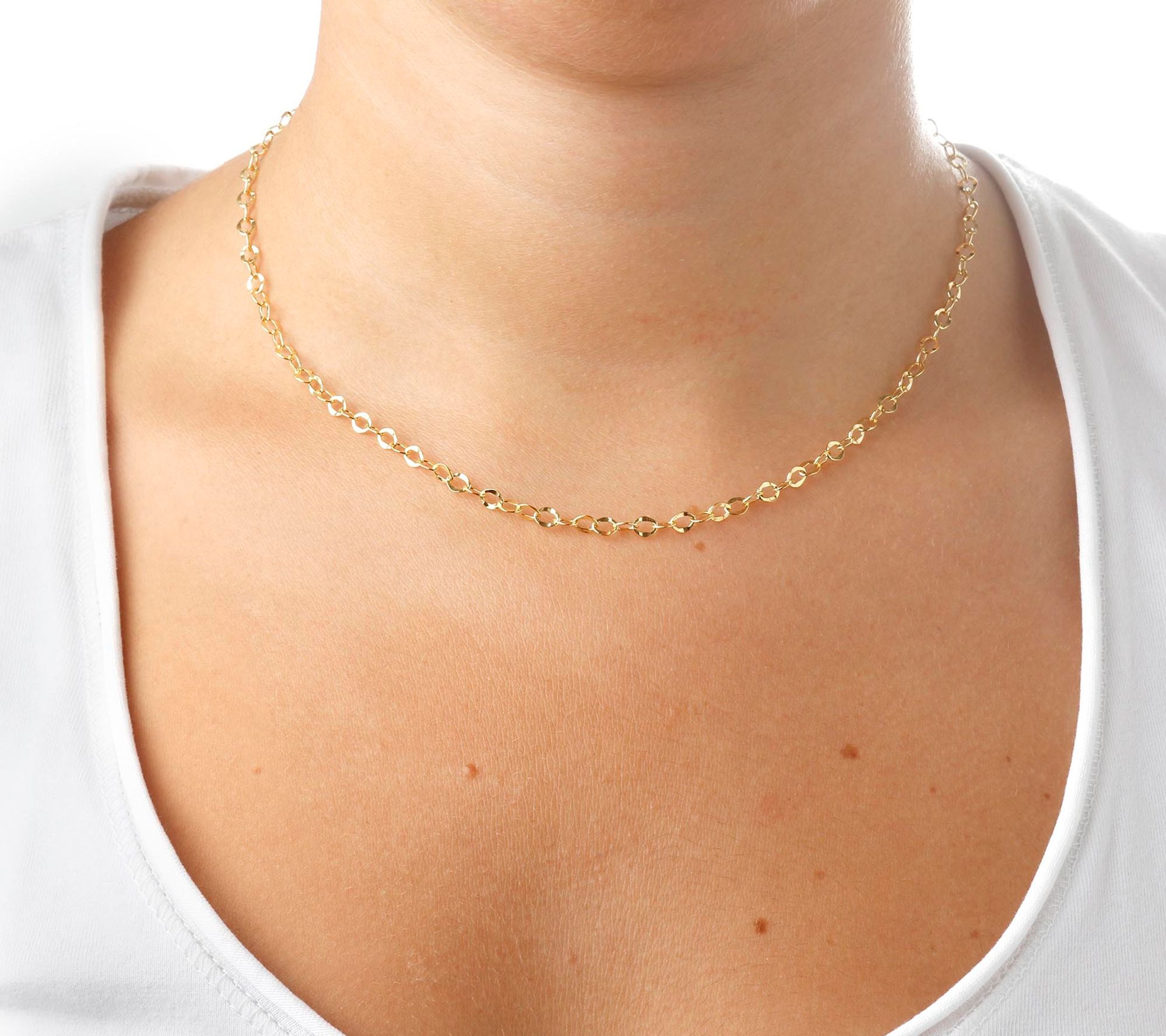 16" Hammered Oval Link Chain, 14K Gold 1. 4g