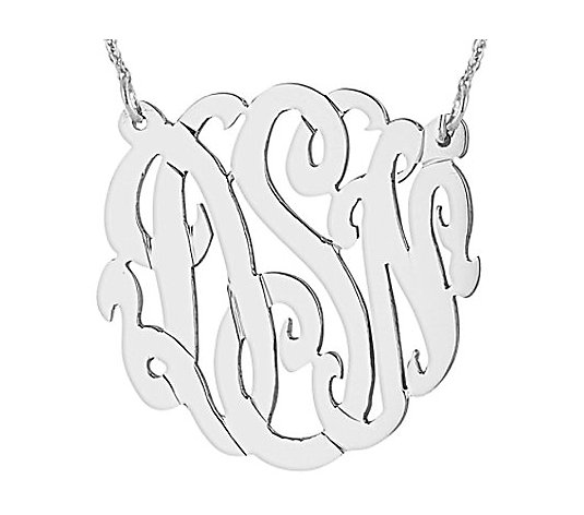Sterling 1-1/4" Personalized Script MonogramNecklace