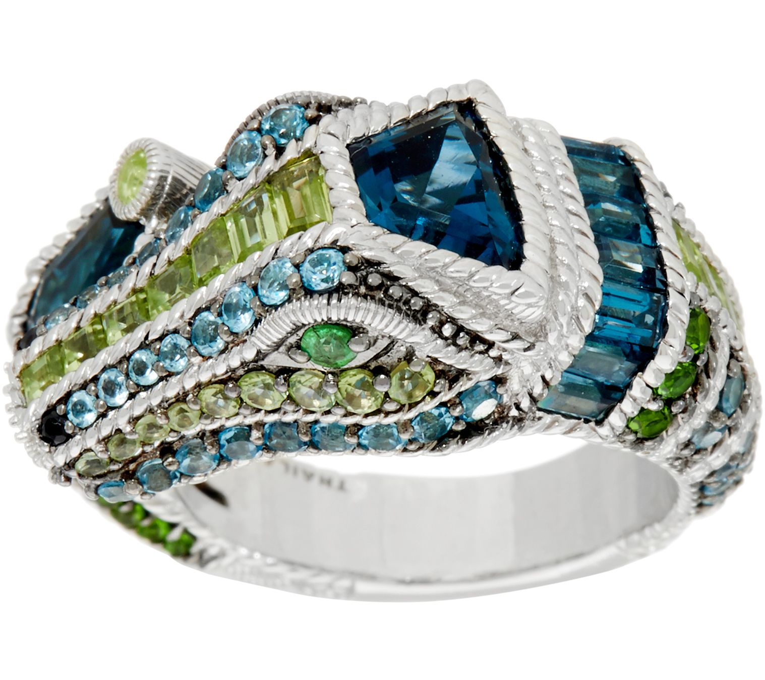 Judith Ripka Sterling Silver Gemstone Carmen Crocodile Ring, 5.95 cttw ...