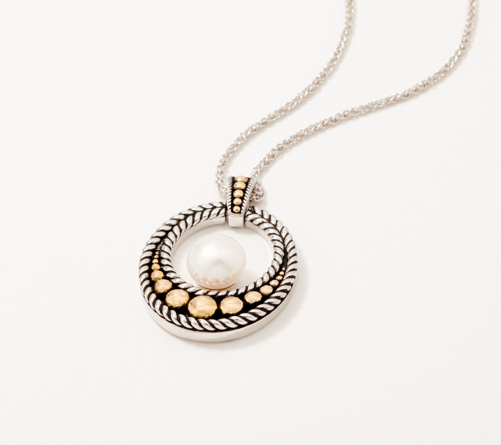 Honora Sterling Silver and 14K Gold Cultured Pearl Necklace