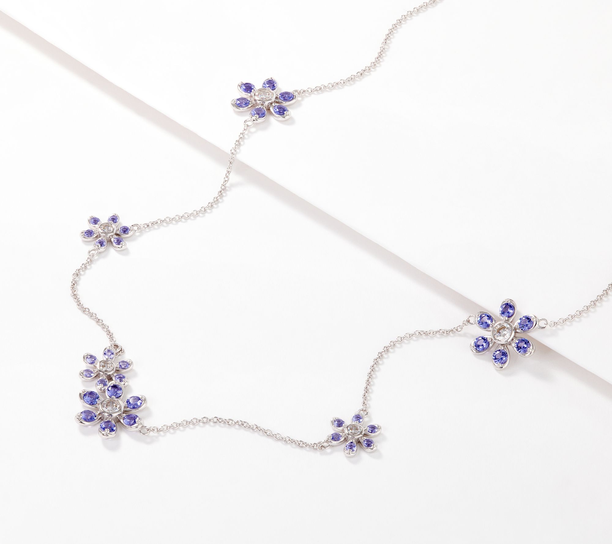 Diamonique Color Floral Necklace, Sterling Silver - QVC.com