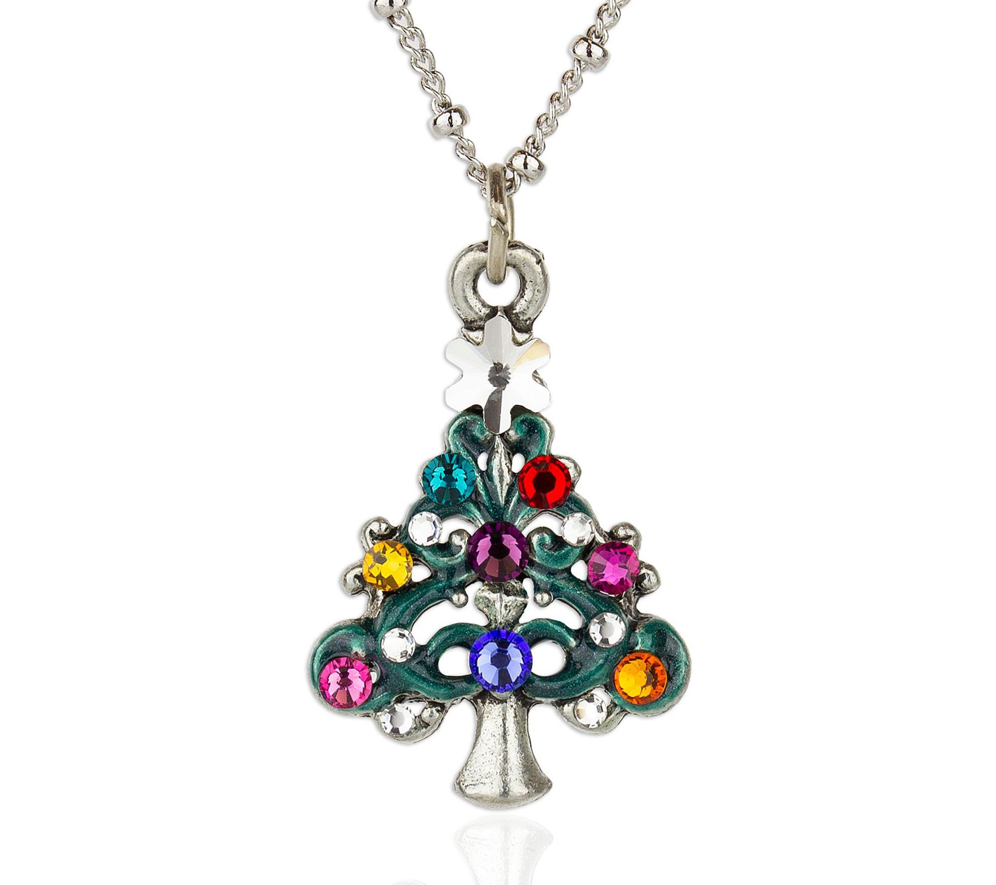 Anne Koplik Crystal Christmas Tree Pe ndant w/ Chain