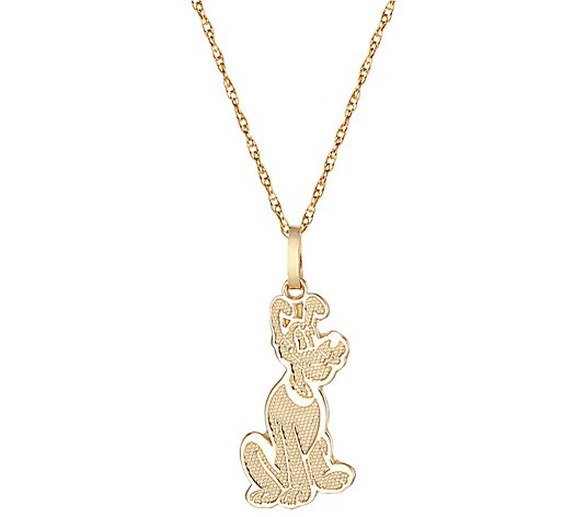 Disney Pluto Pendant with 18" Chain, 14K Gold
