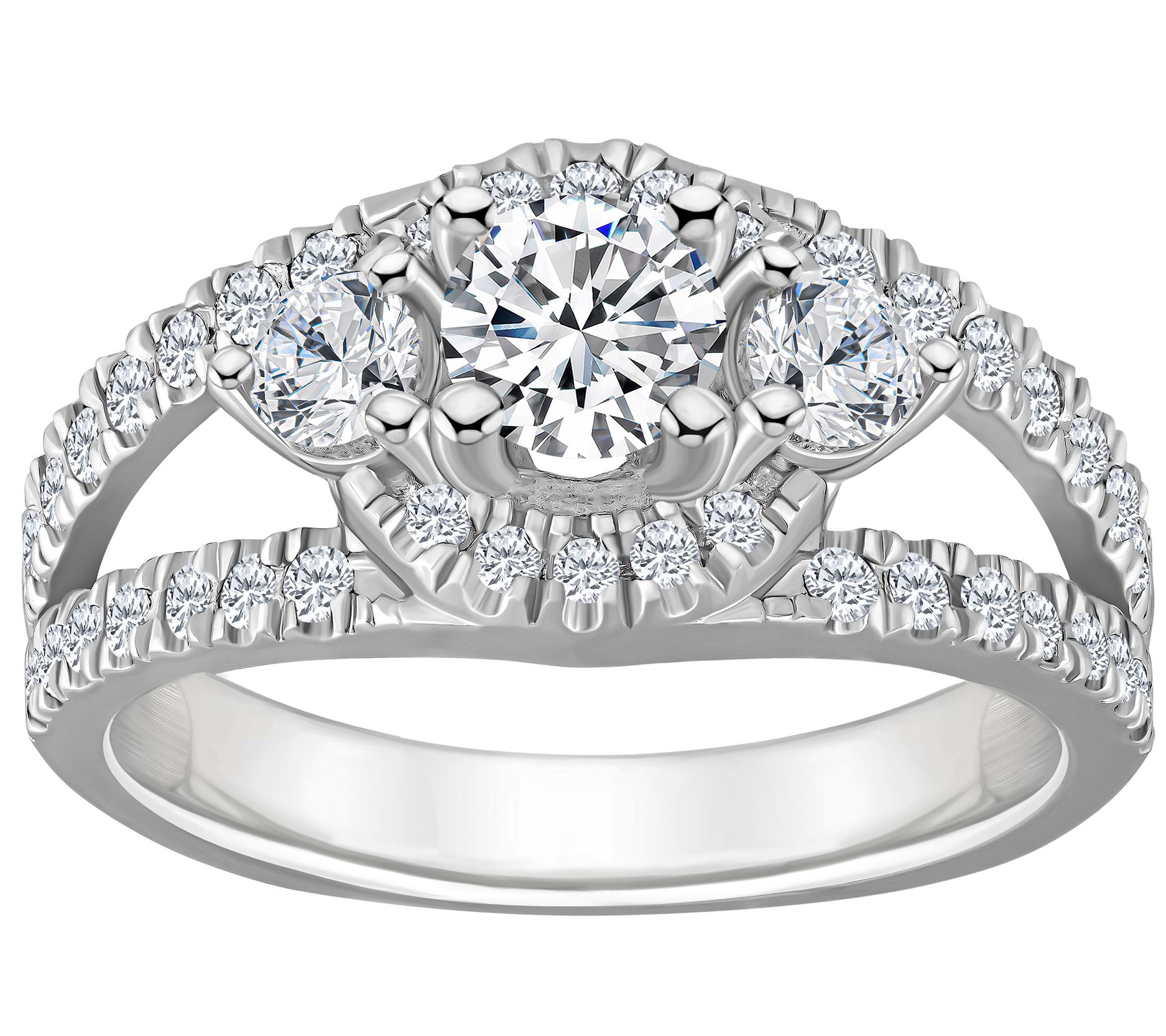 Affinity 1.35 cttw Diamond 3-Stone Engagement Ring, 14K Gold