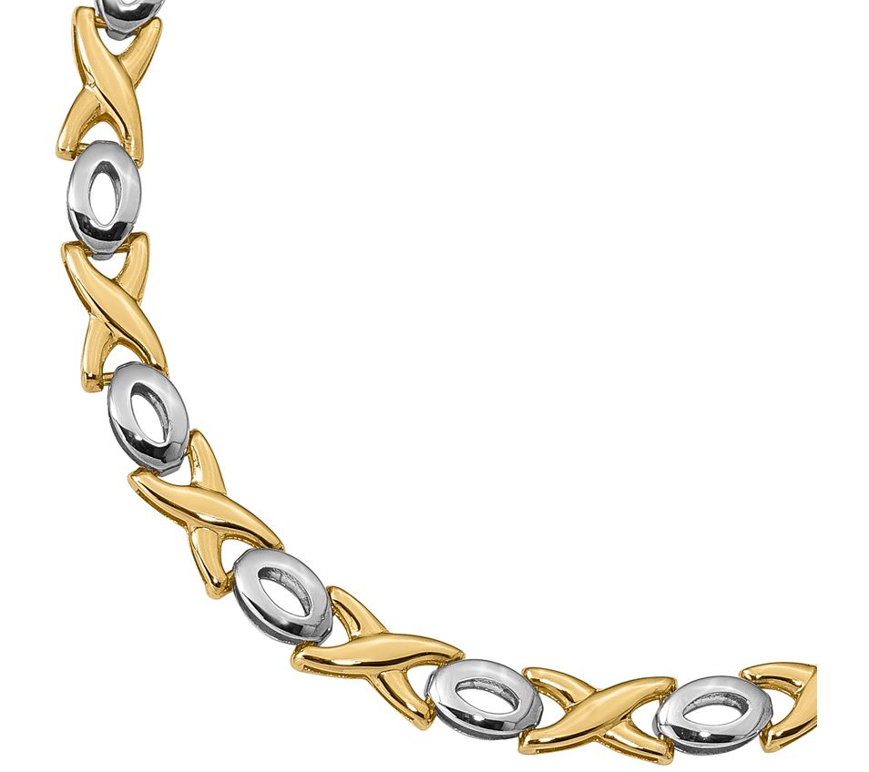 Italian Gold TwoTone X & O Bracelet 14K, 3.3g
