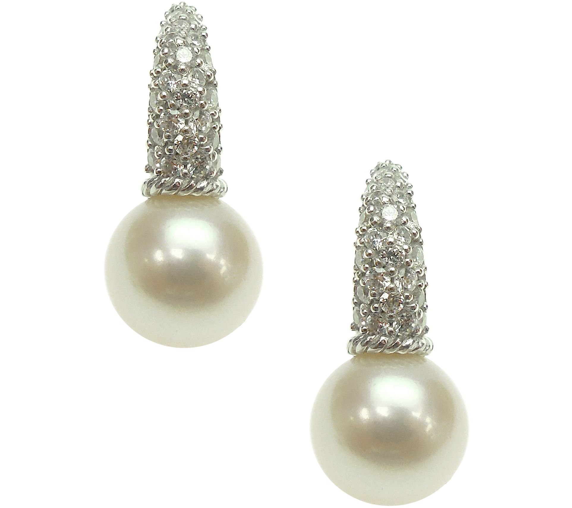 Judith Ripka Sterling Cultured Pearl & Diamonique Earrings - QVC.com