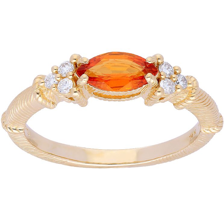 Judith Ripka 14k Gold Orange Sapphire Diamond Ring Qvc Com