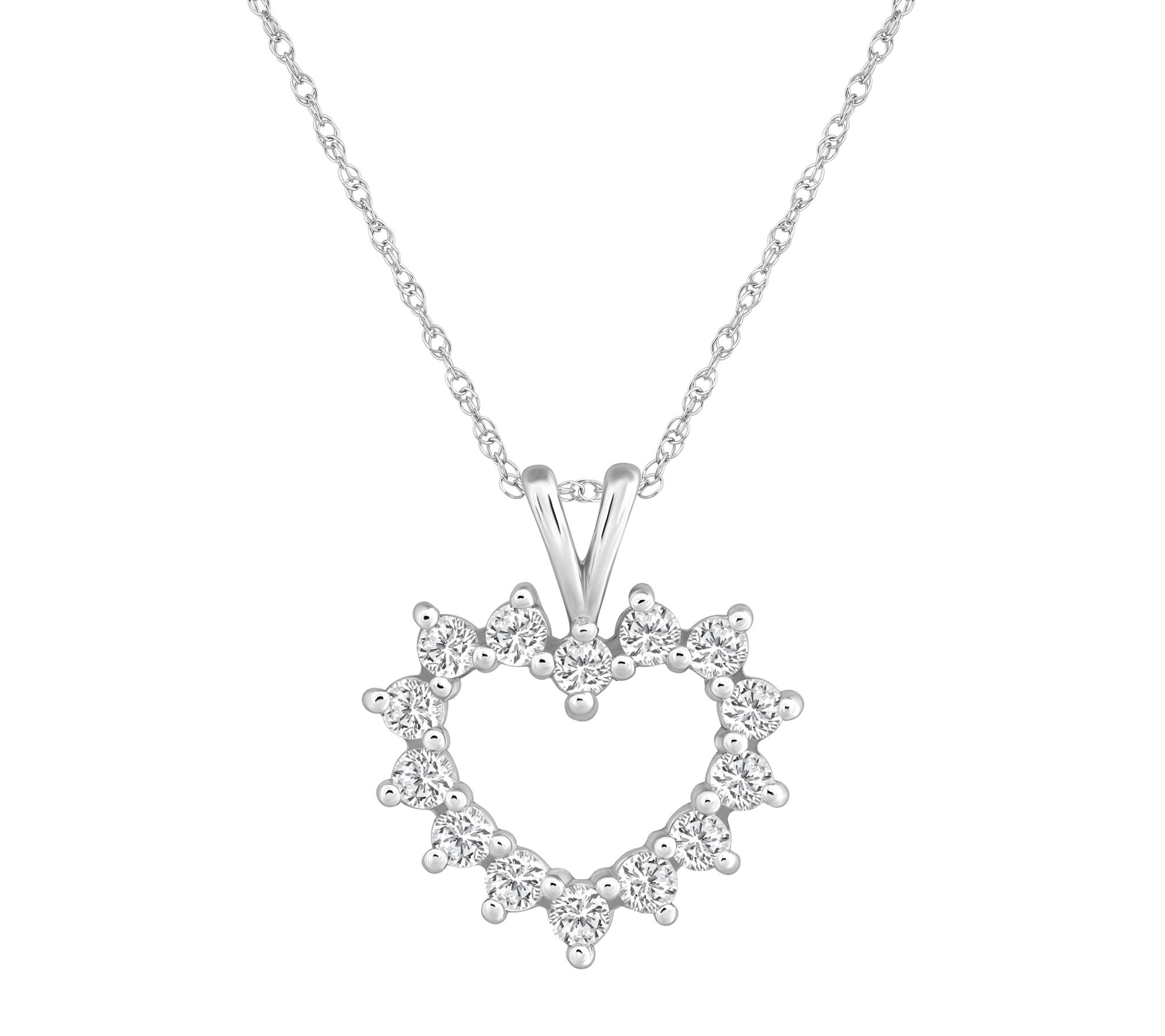 Affinity 1.00 cttw Diamond Heart Pendant w/ Cha in, 14K Gold