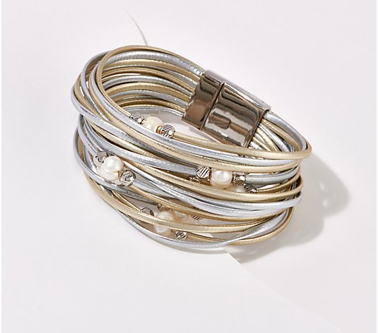 Susan Graver Multi-Strand Cultured Pearl & Bead Bracelet