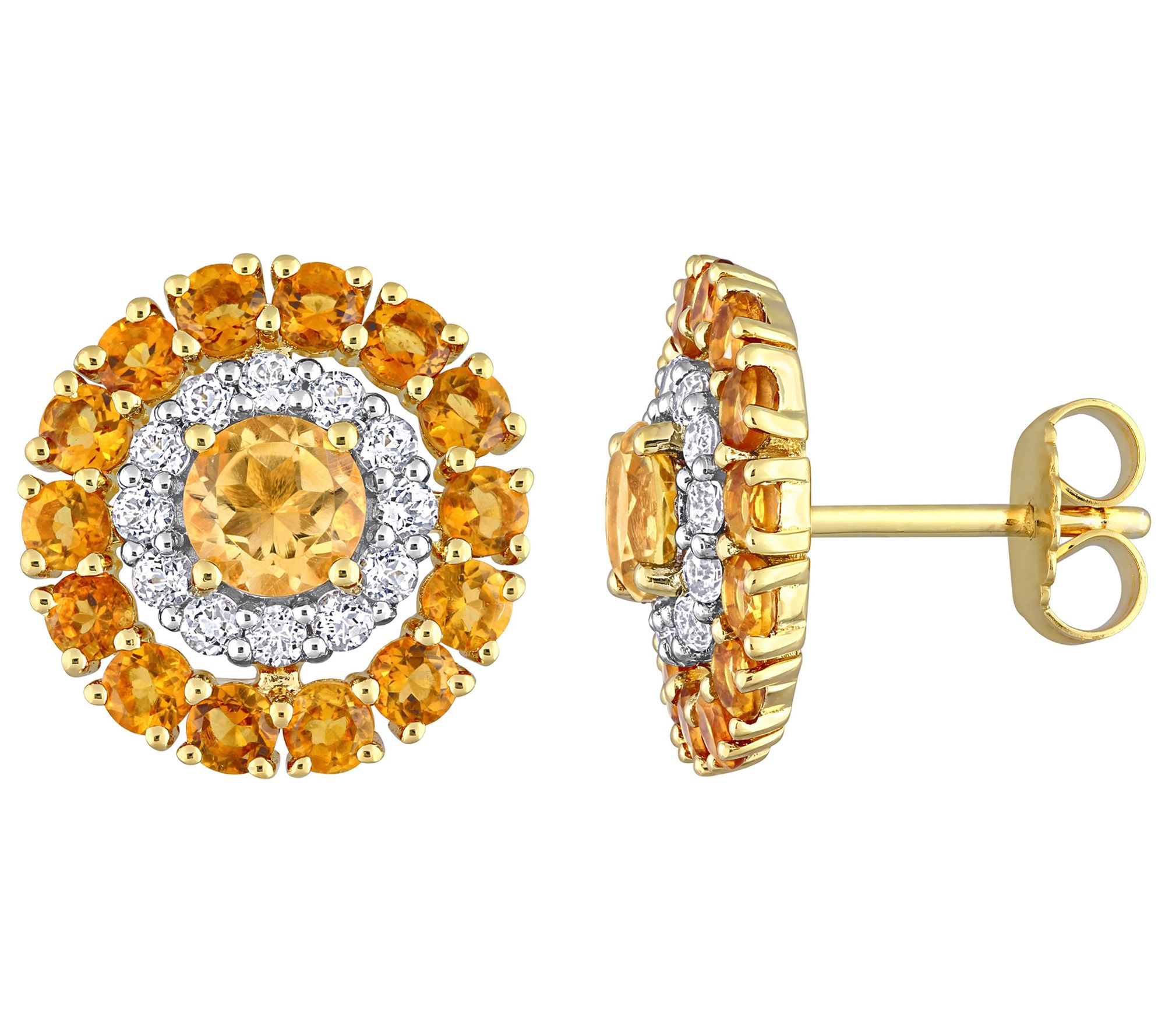 Affinity Gems Multi-Gemstone Halo Earrings, 18K Gold Plated