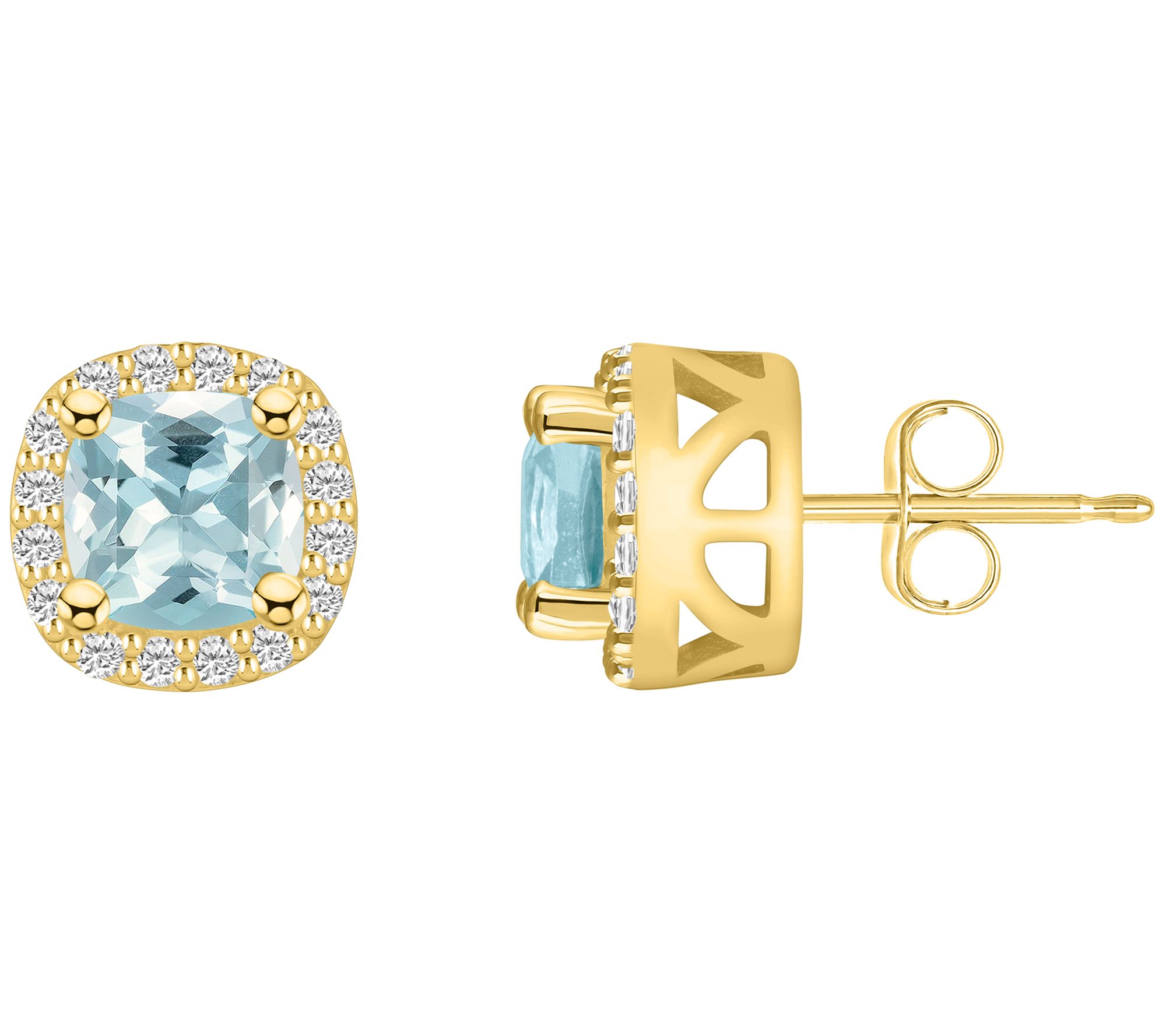 Affinity Gems 14K 1.70 cttw Aquamarine & Diamond Studs