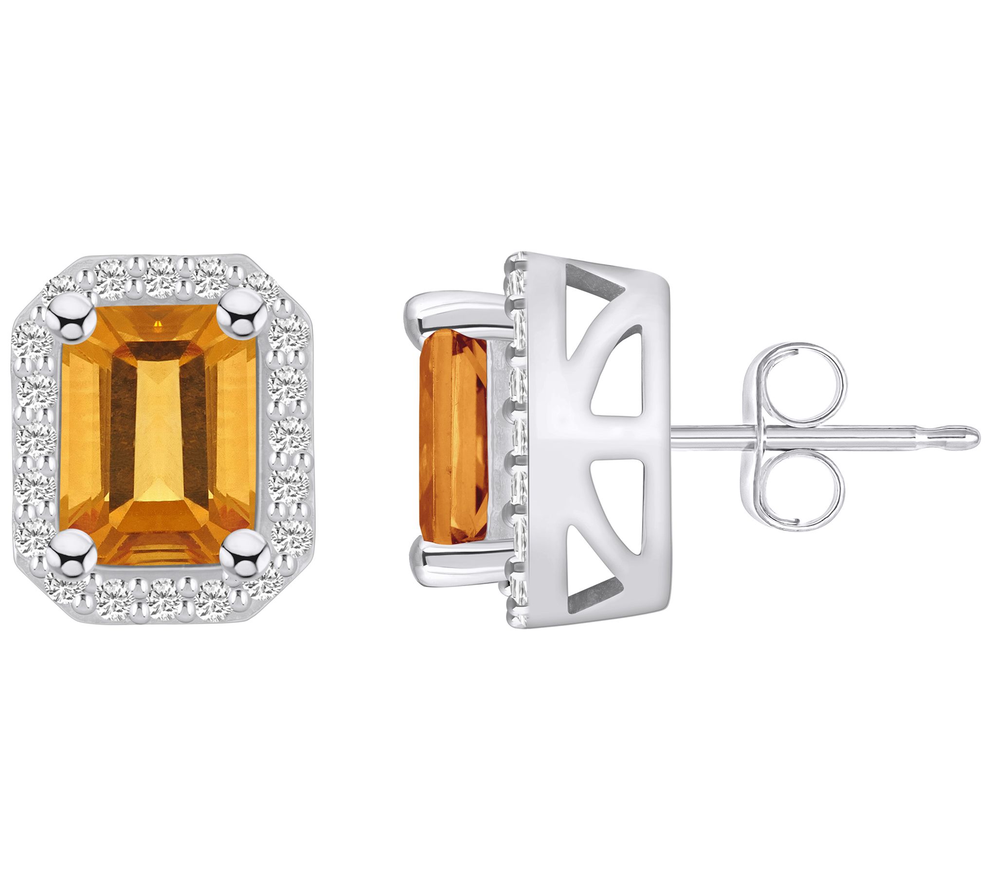 Affinity Gems Gemstone & Diamond Earrings, 14 K White Gold