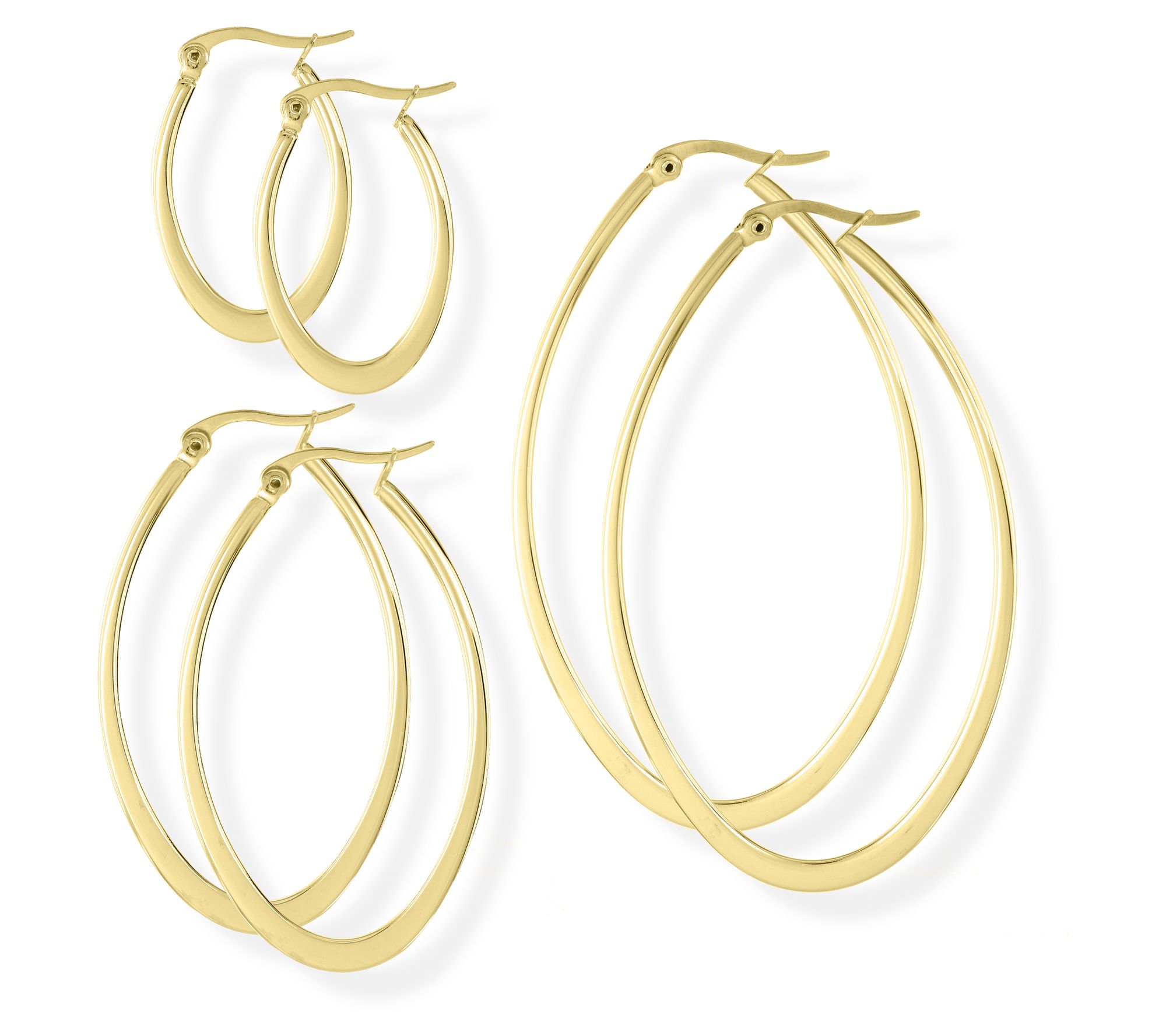 Steel by Design Set of 3 Oval Hoop Earrings