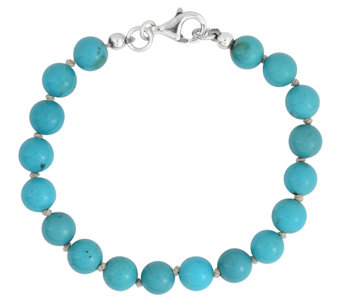 Sterling Silver Turquoise Beaded Bracelet