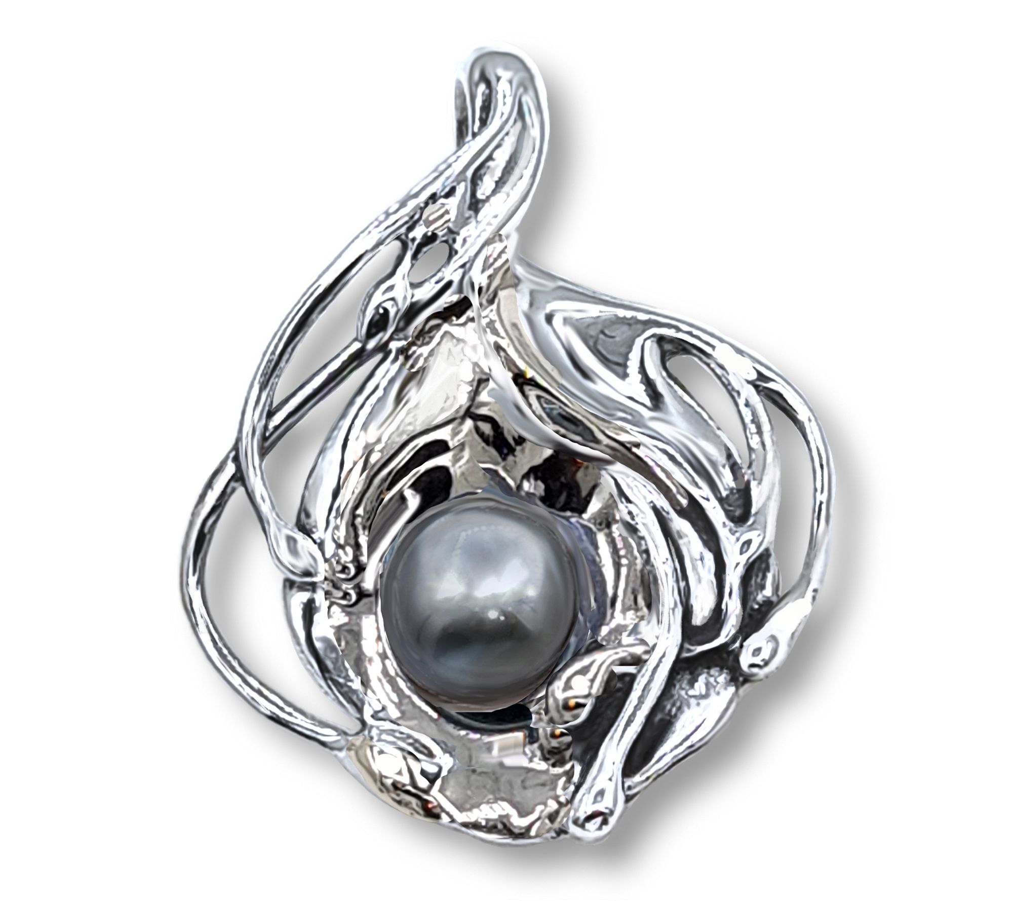 Hagit Sterling Silver "Mermaid" Cultured P earl Pendant