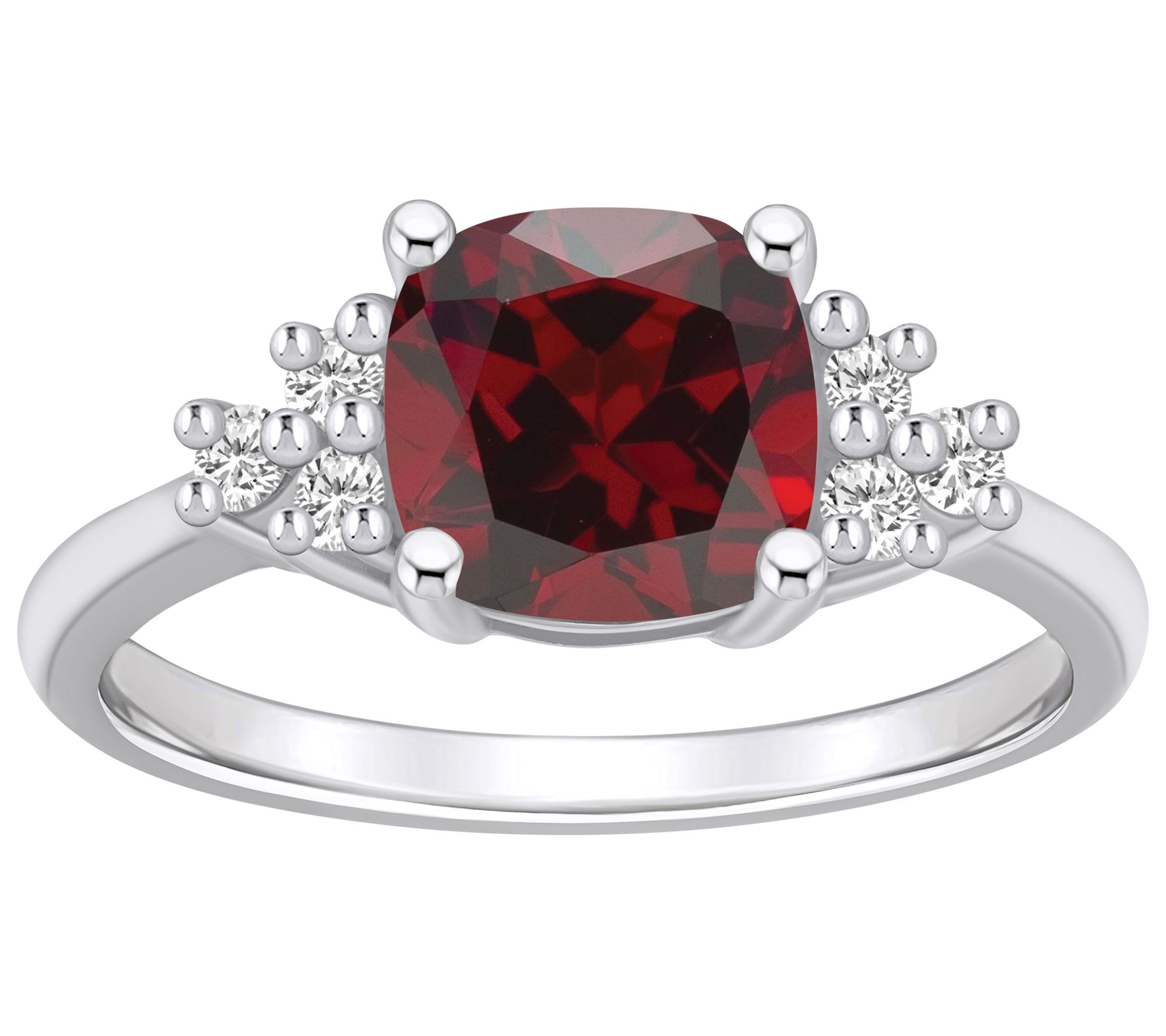 Affinity Gems Cushion Gemstone & Diamond Ring, 14K White Gold