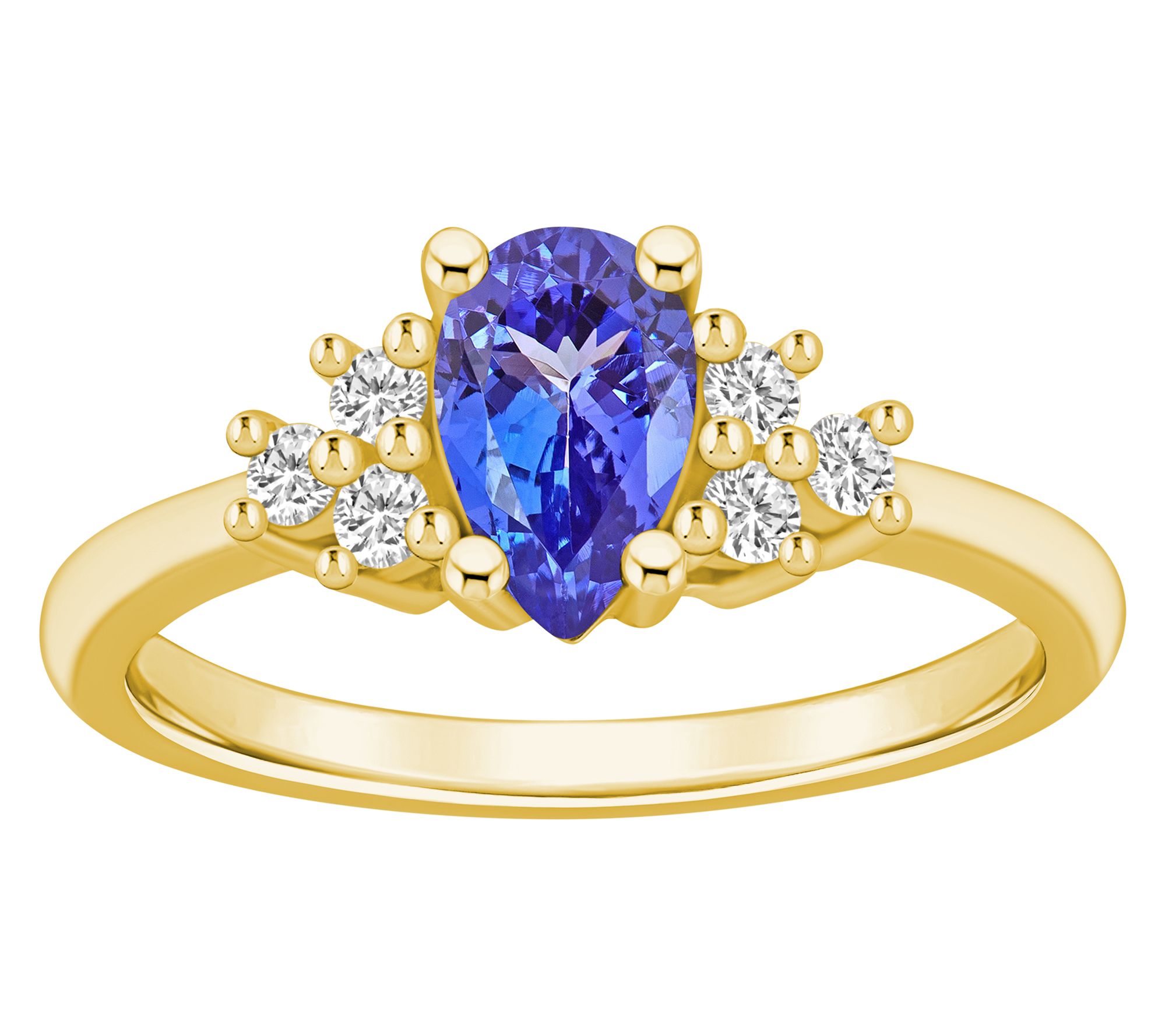 Affinity Gems Pear-Cut Tanzanite & Diamond Ring , 14K Gold