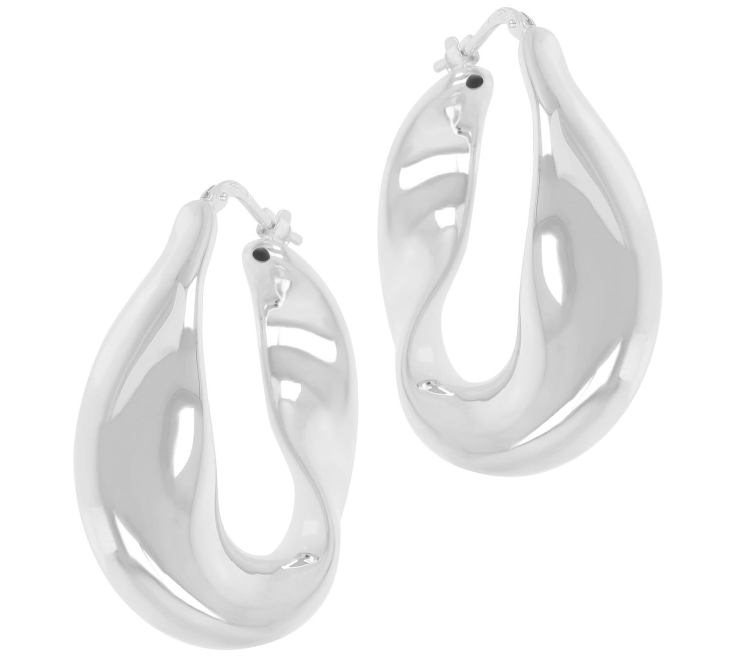 Louis Dell'olio Sterling Silver Polished Fancy Hoop Earrings ,Silver