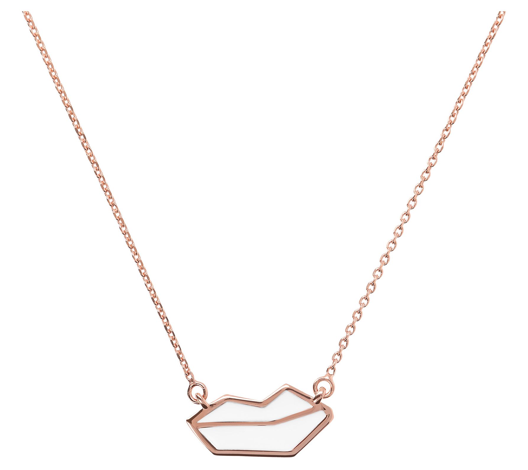 Netali Nissim Enamel Lips Necklace, 18K RoseGold Plated