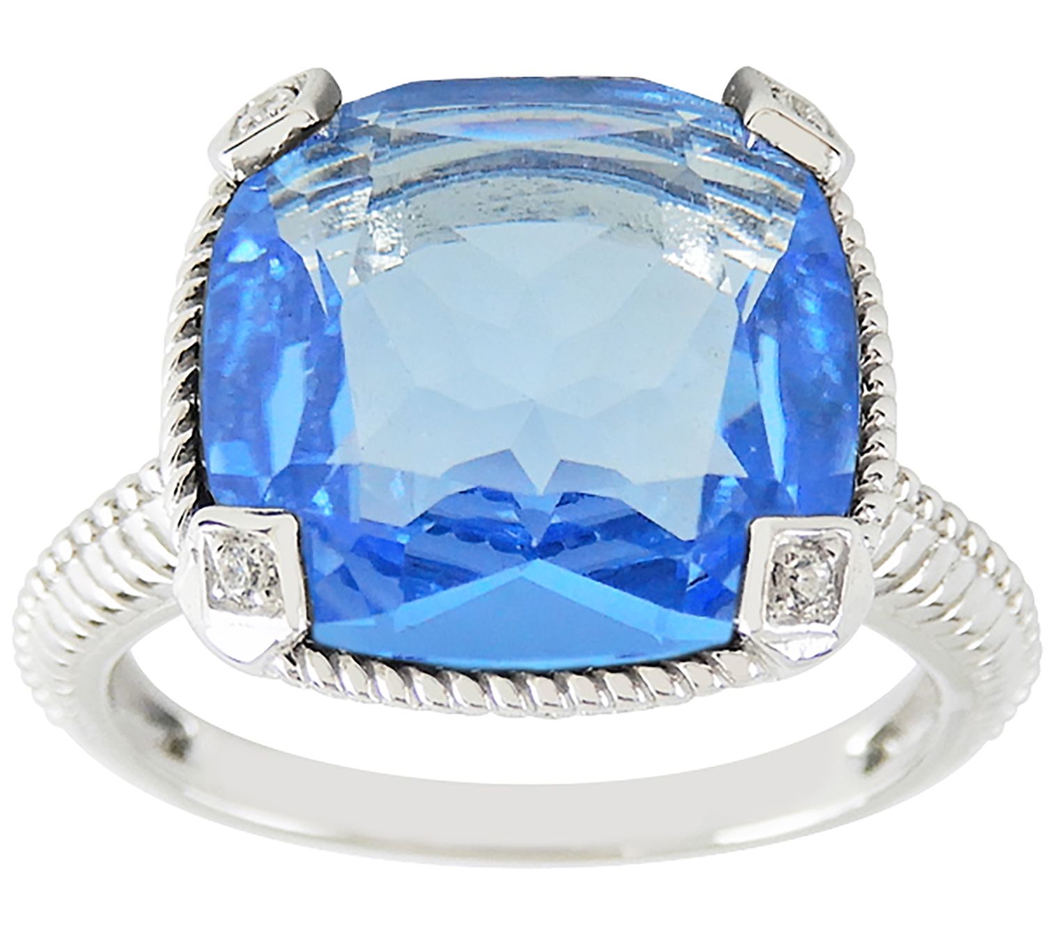 Diamonique Simulated Gemstone Cushion Cut Ring, Sterling