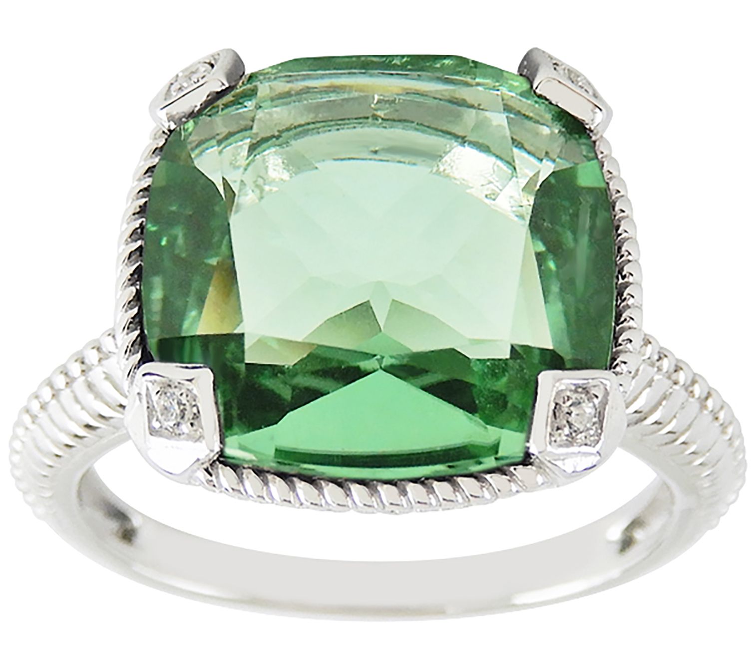 Diamonique Simulated Gemstone Cushion Cut Ring, Sterling