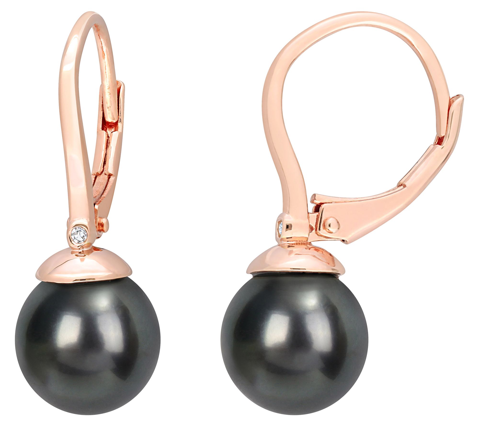Affinity Cultured Tahitian Pearl & Diamond Earrings, Sterling