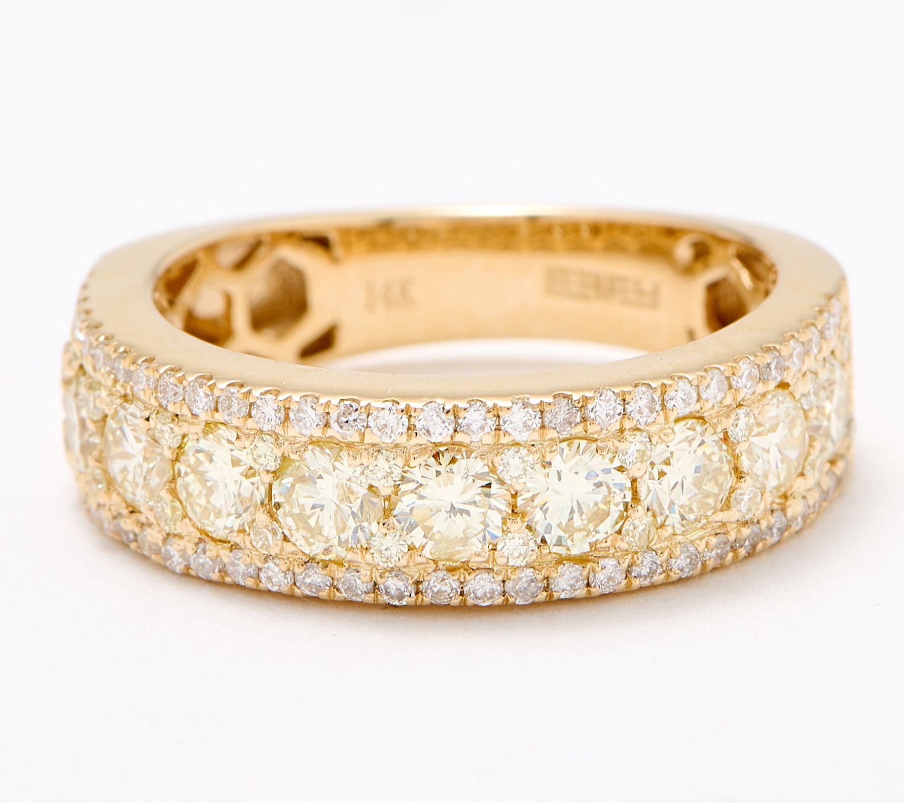 Wedding Ring With Diagonal Milgrain Lines 14k 2-Tone Gold