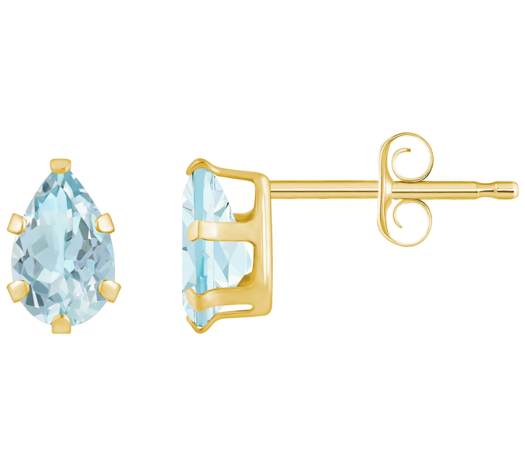 Affinity Gems Pear Cut Aquamarine Stud Earrings, 10K Gold