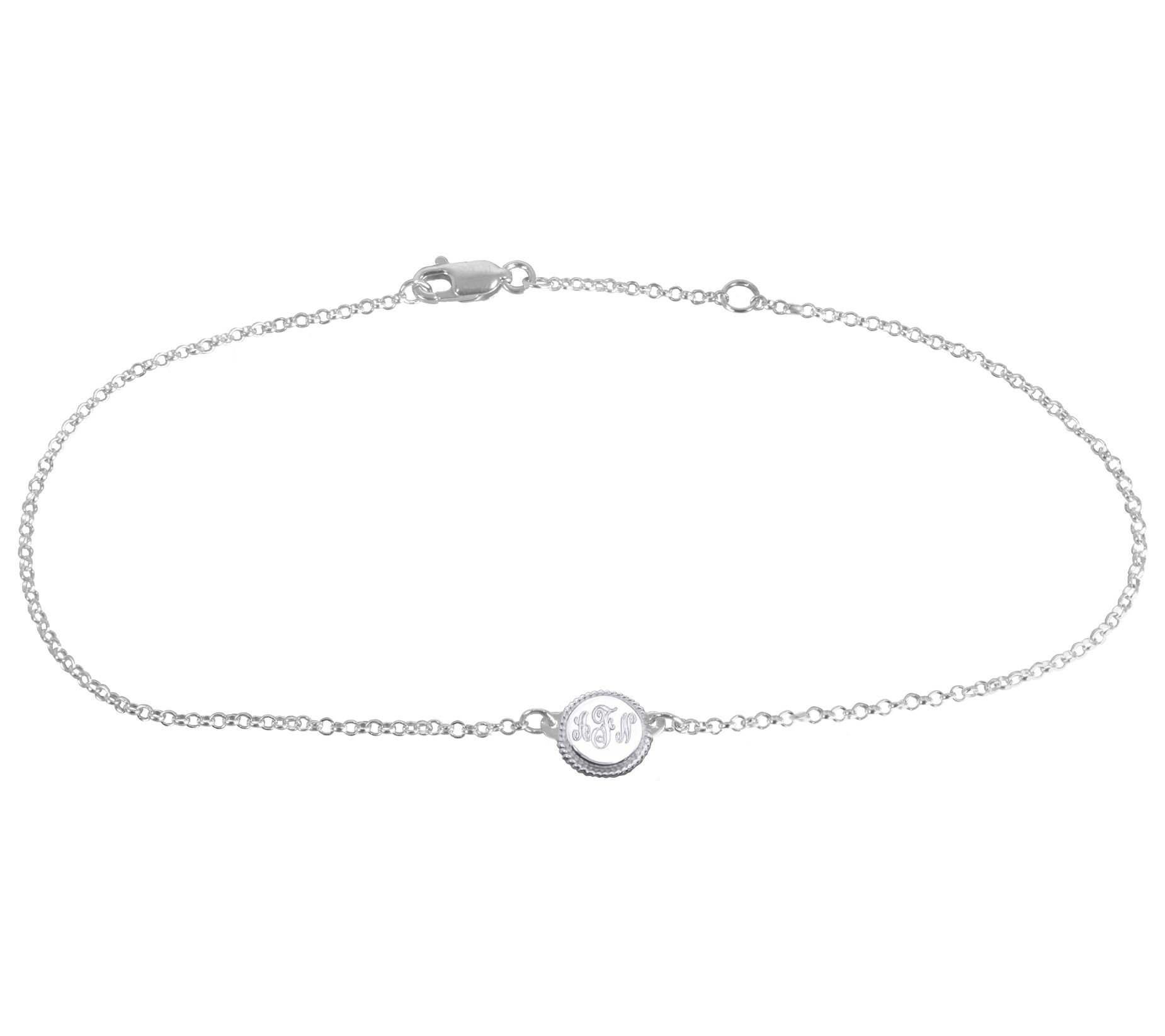 Personalized Sterling Silver Monogram Ankle Bracelet 