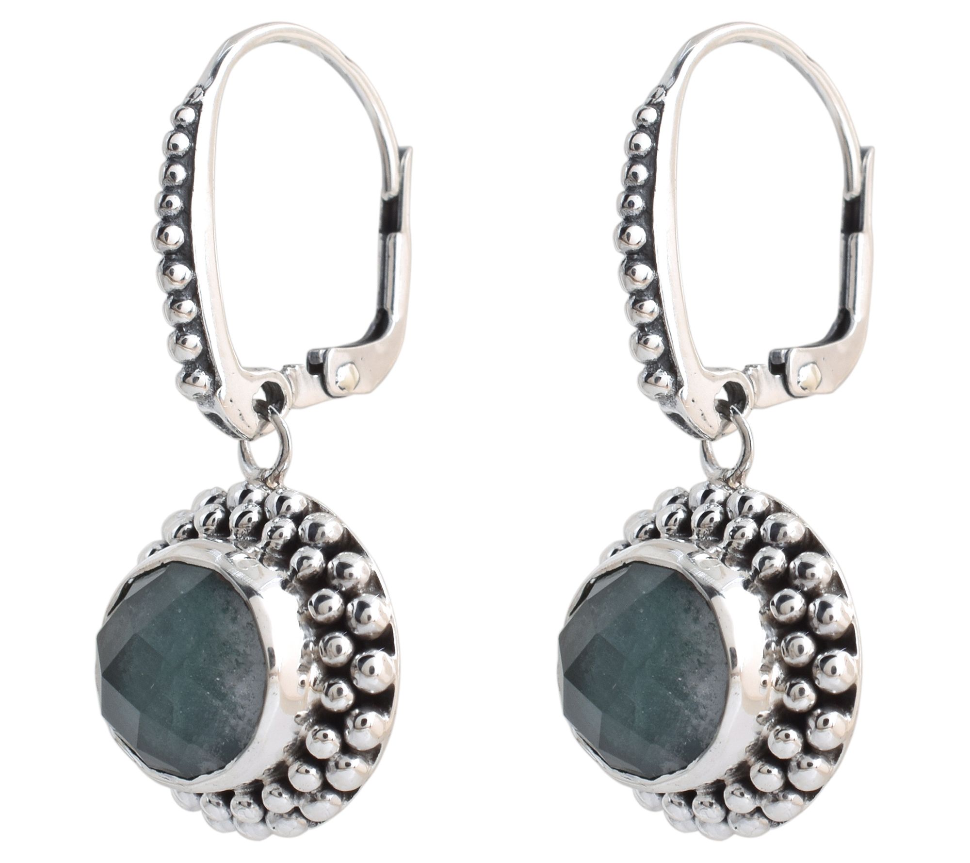 Affinity Gems Doublet Corundum Emerald Earrings, Sterling