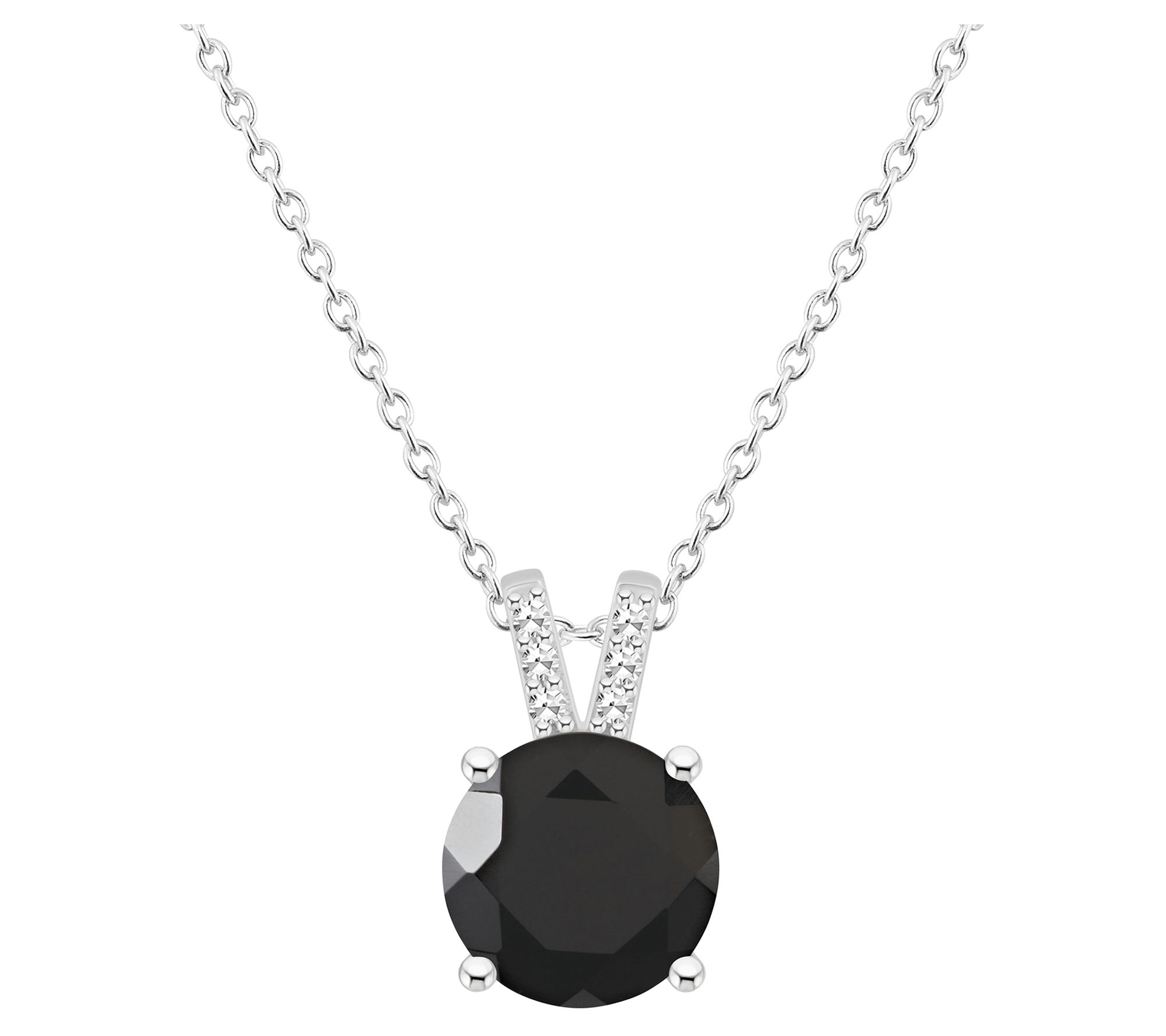 Affinity Gems Round Opaque Gemstone & Diamond Pendant w/ Chain