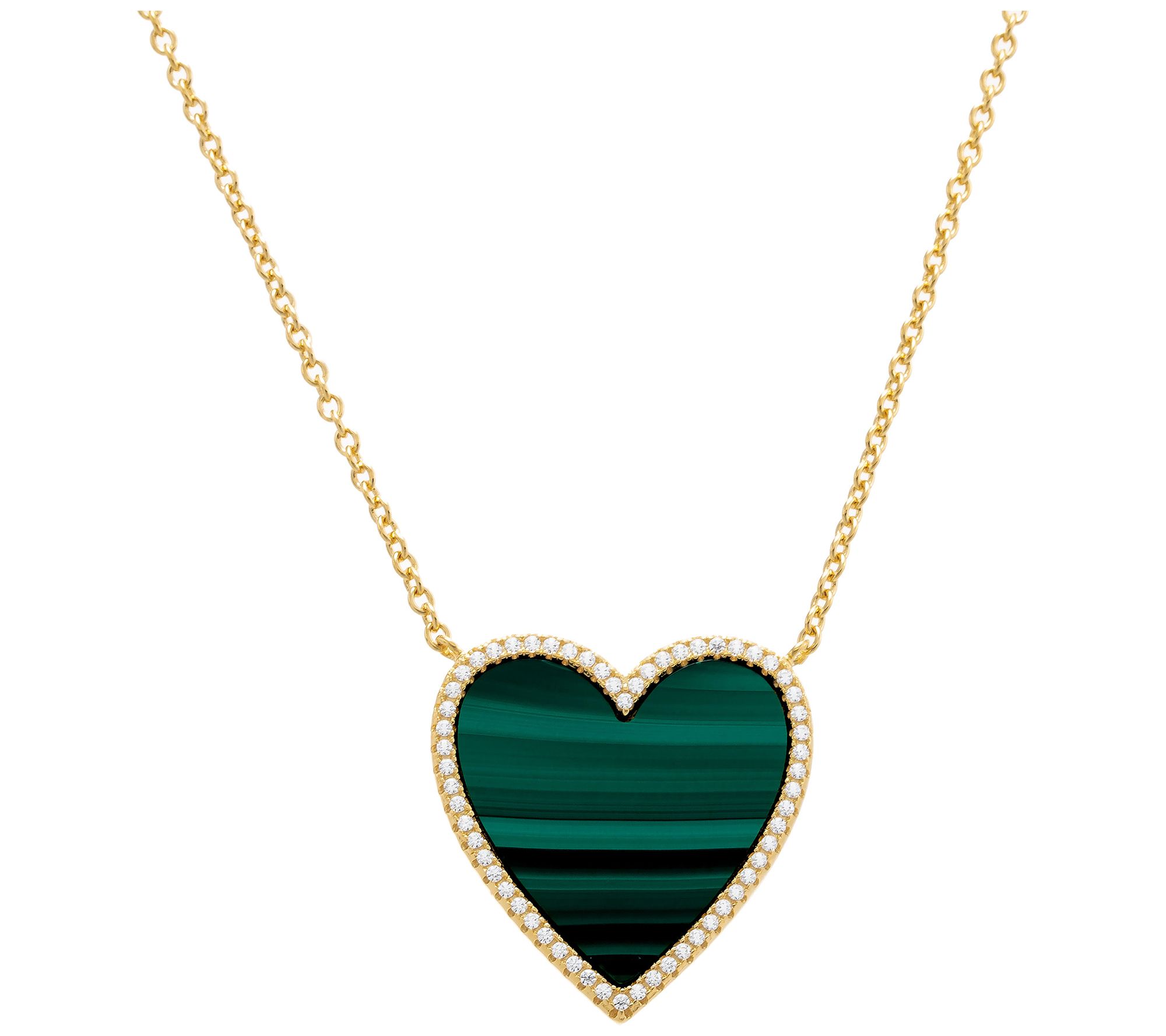 Diamonique x Jennifer Miller Gemstone Heart Nec lace, Sterling
