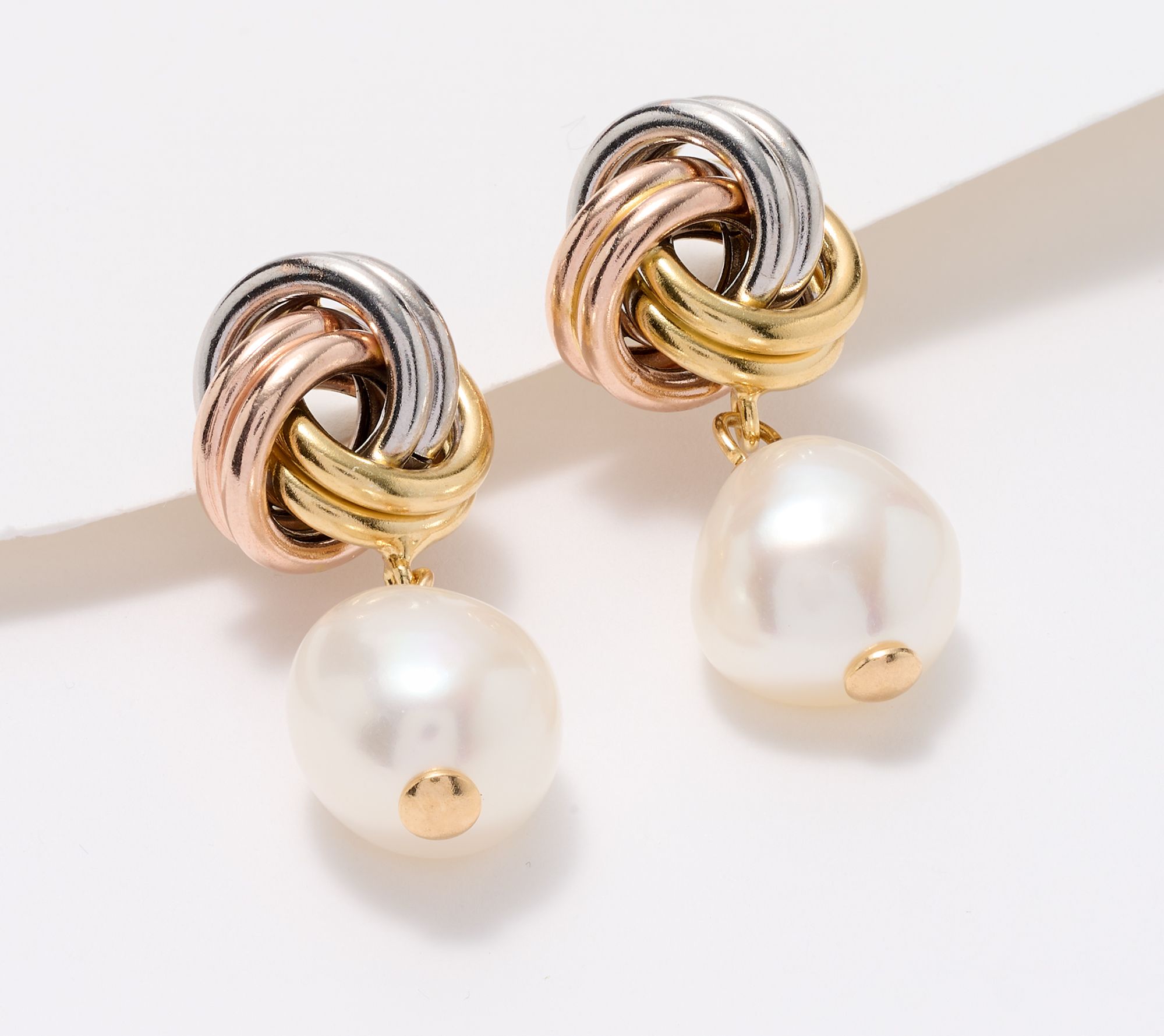 Honora Cultured Pearl Love Knot Drop Earrings, Sterling
