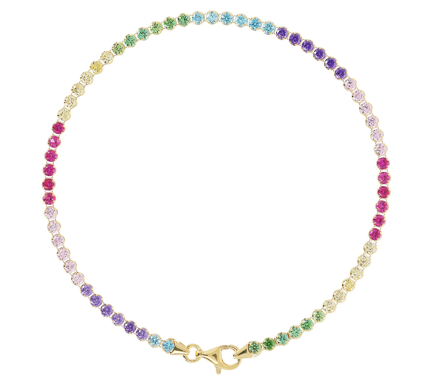 Diamonique Rainbow Tennis Bracelet, Sterling