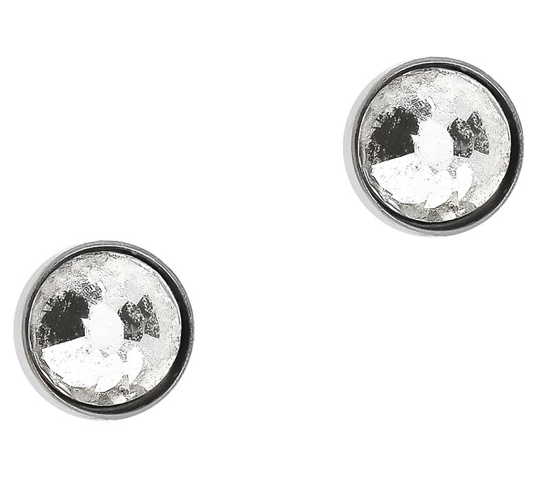 Steel by Design Bezel Set Crystal Stud Earrings