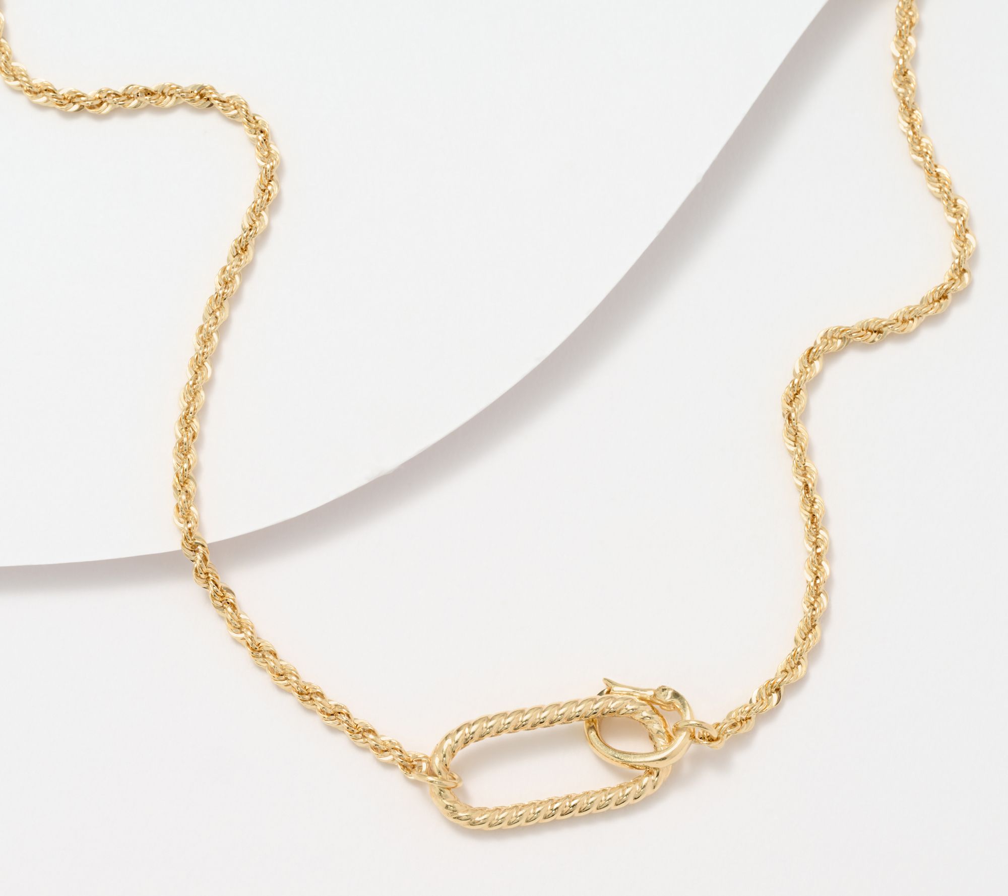 Adorna 14K Gold Oval Lock Rope 18" Necklace, 3g