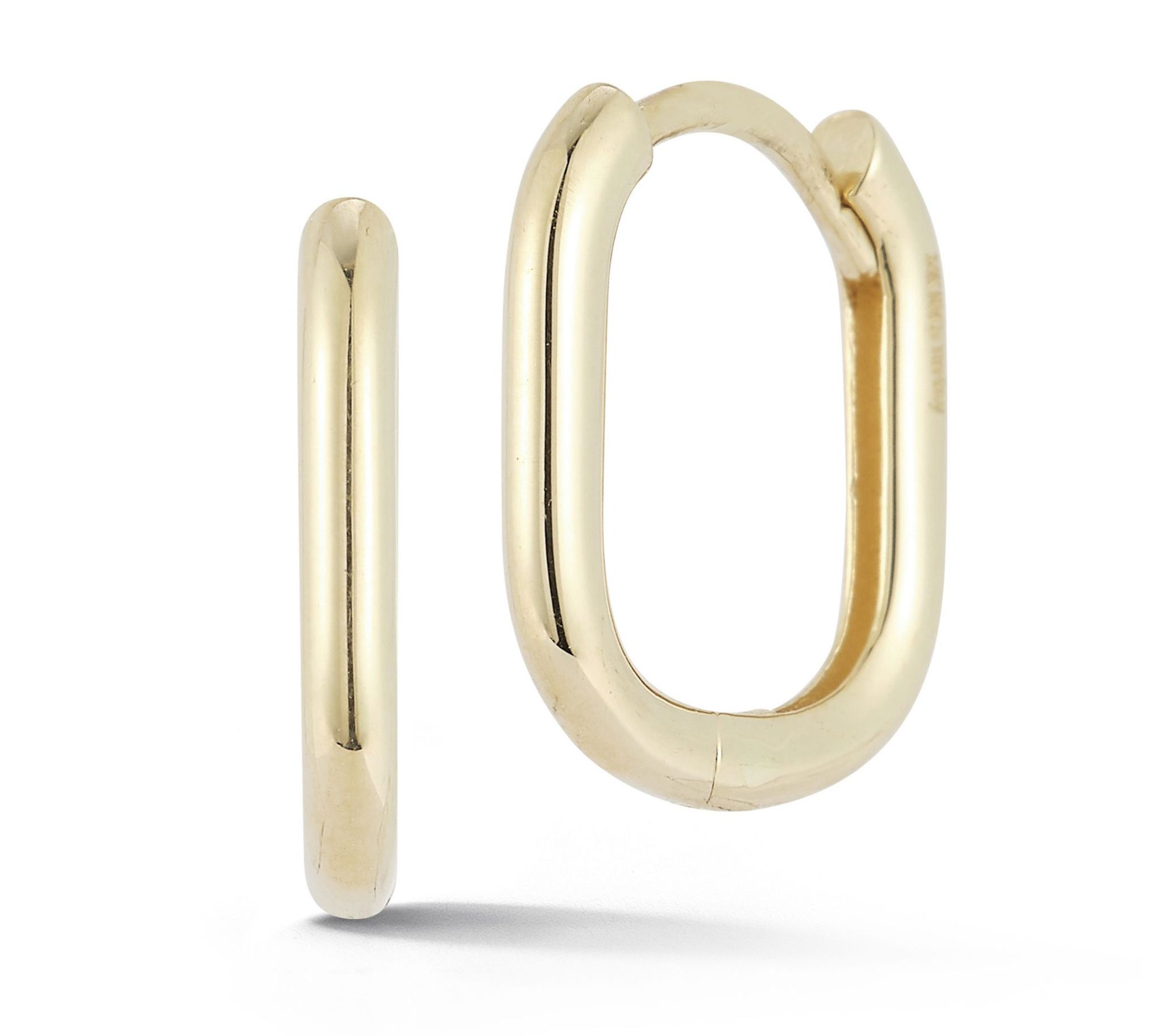 Luminosa Gold Polished Oval Huggie Hoop E arrings, 14K
