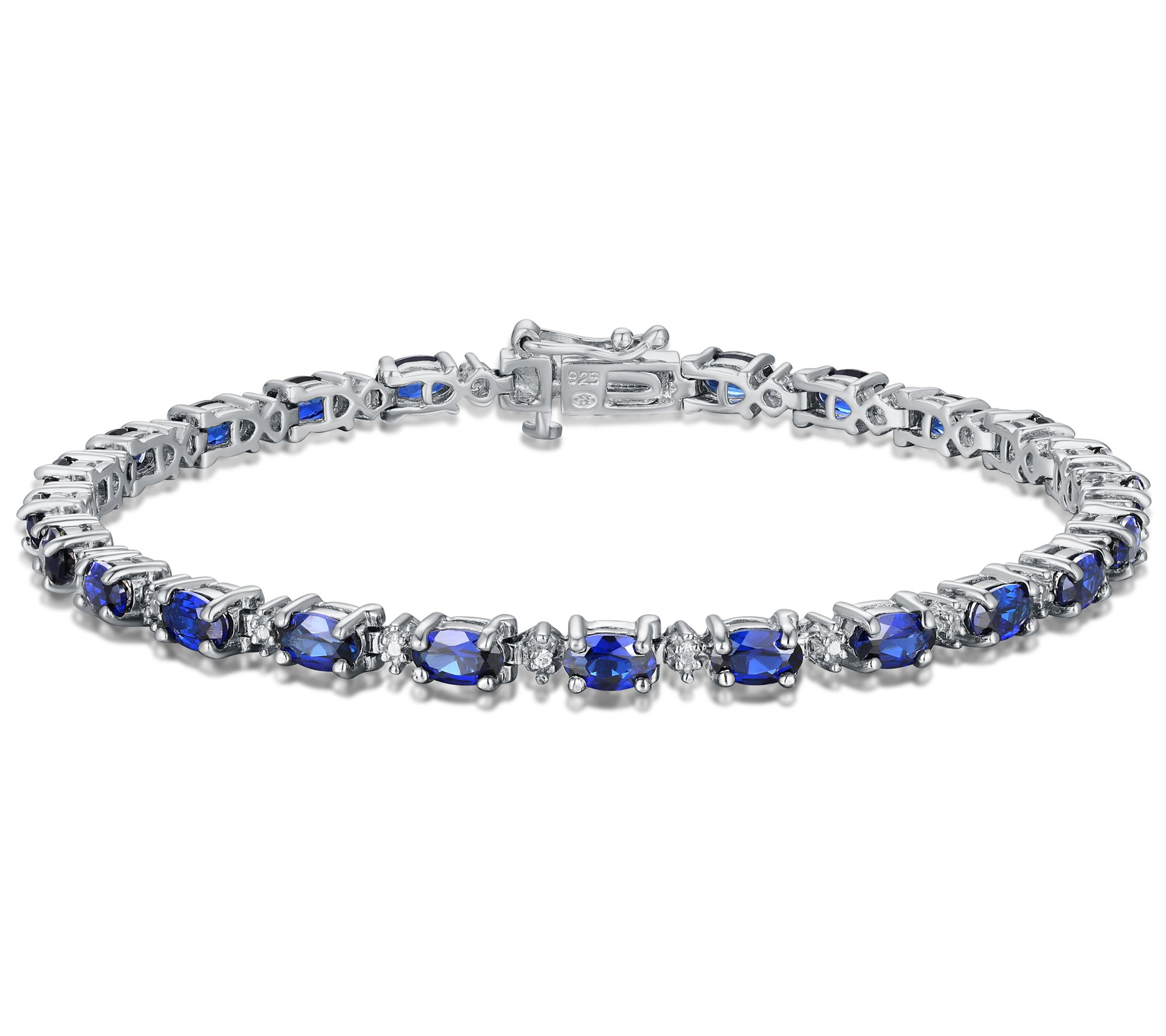Affinity Gems Oval Gemstone Tennis Bracelet, Sterling Silver