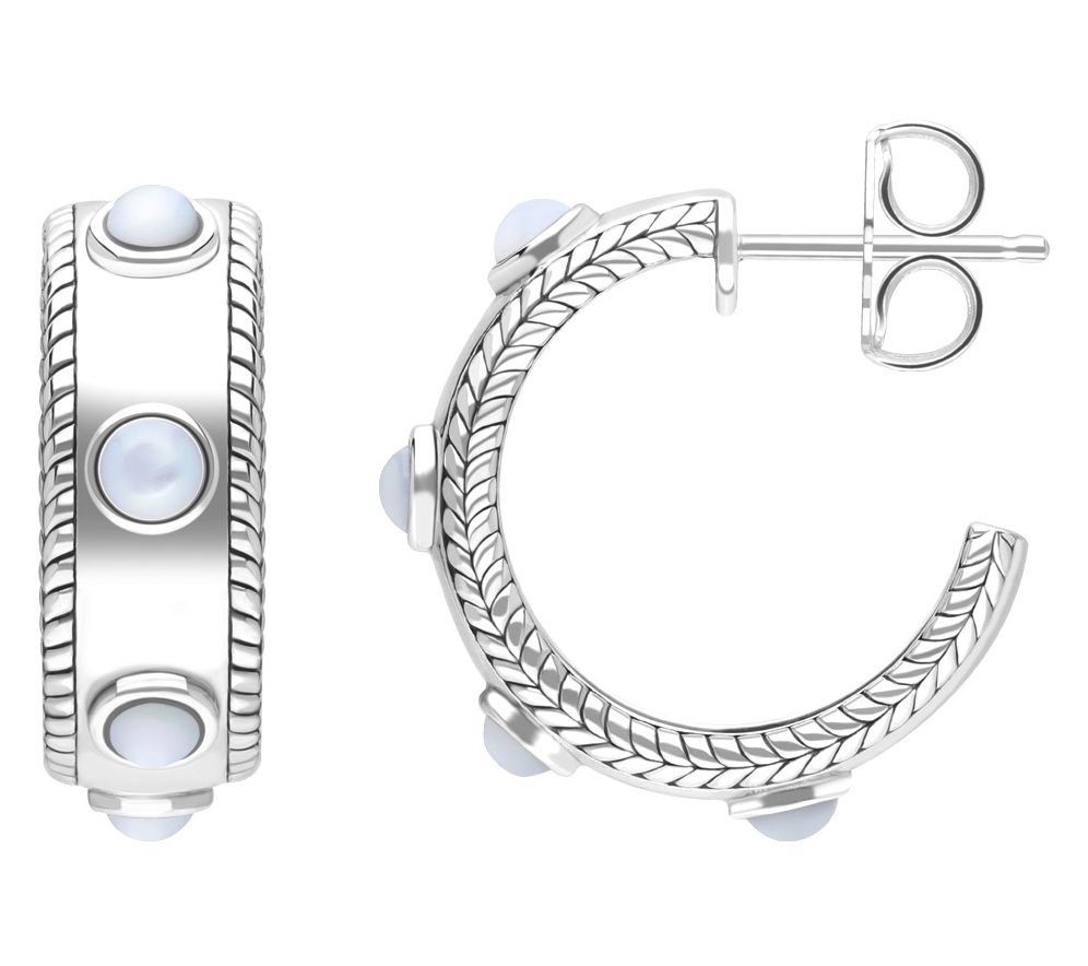 Tiffany Kay Studio Sterling Textured Gemstone Hoop Earrings