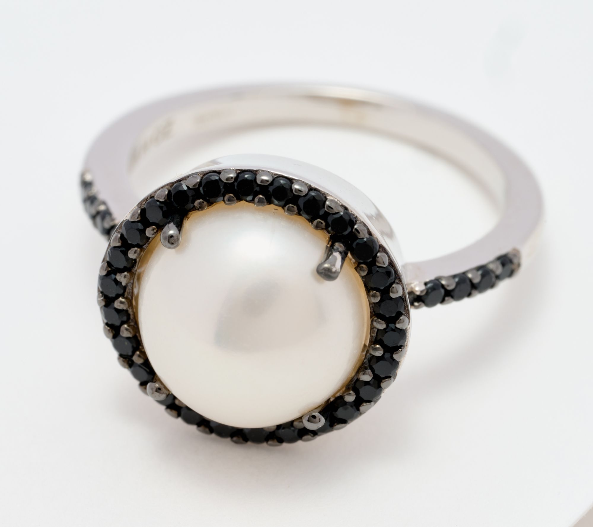 "As Is" Honora x Diamonique Cultured Pearl Halo Ring, Sterling Silver
