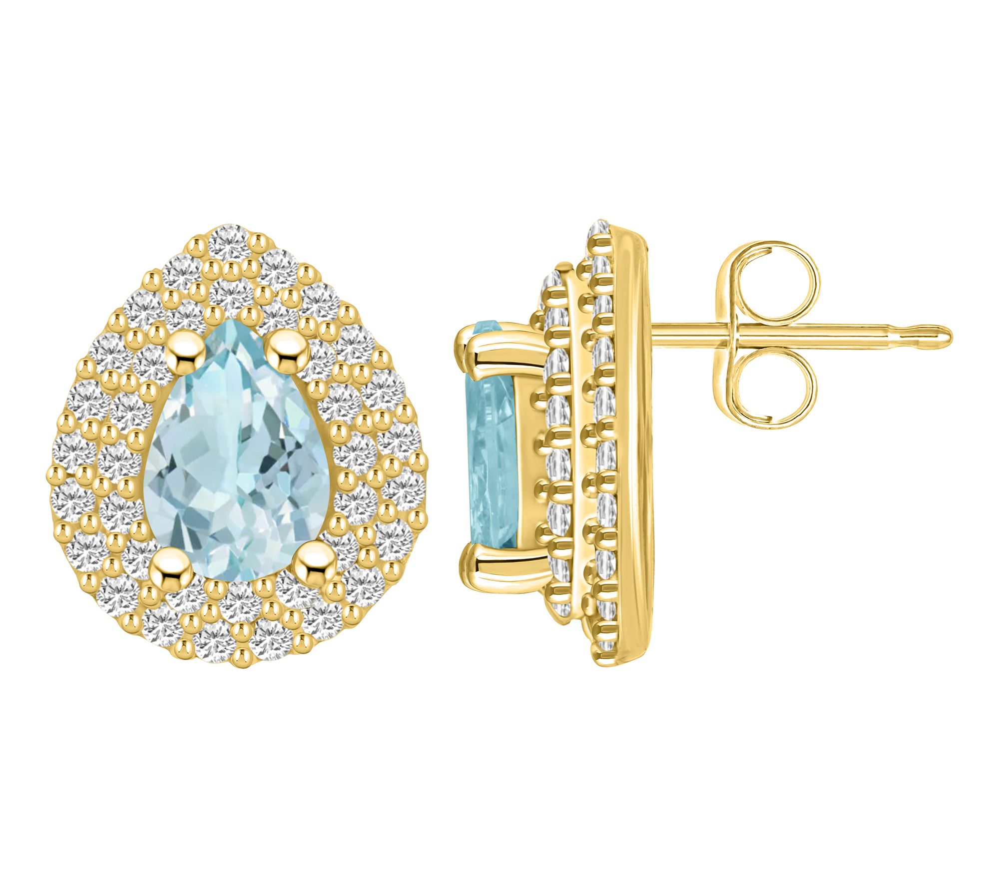 Affinity Gems Pear Cut & Diamond Double Halo Earrings, 14K