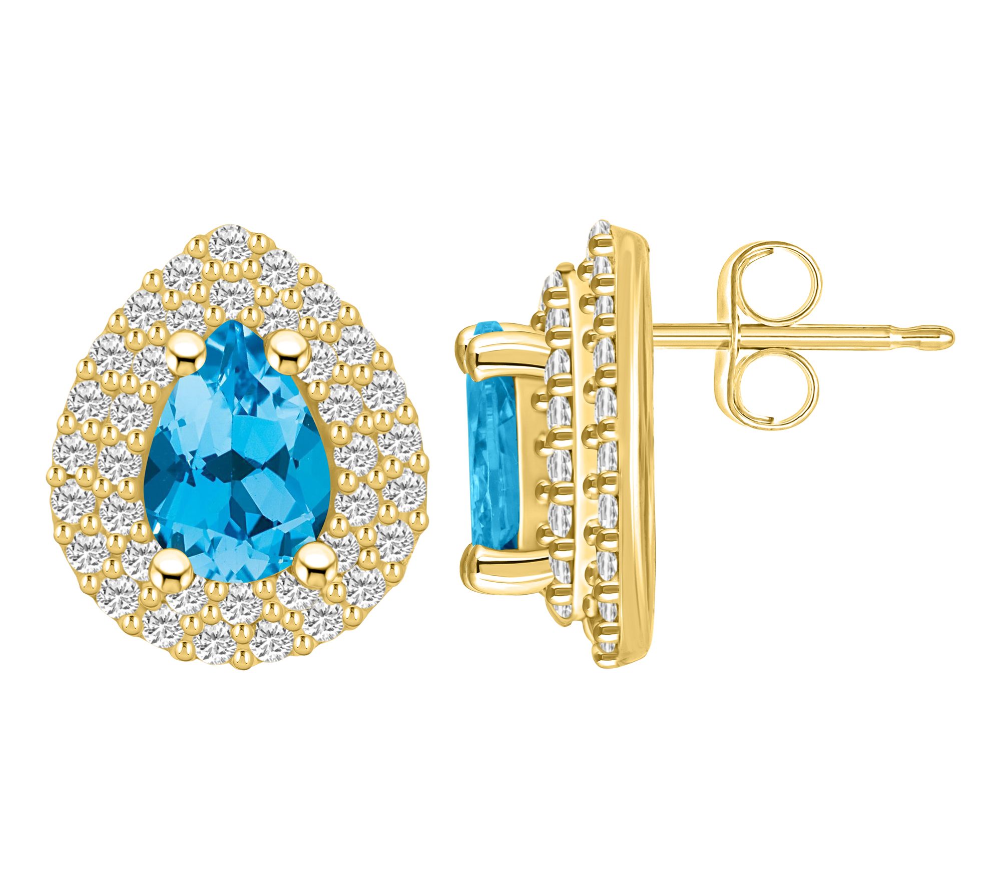 Affinity Gems Pear Cut & Diamond Double Halo Ea rrings, 14K