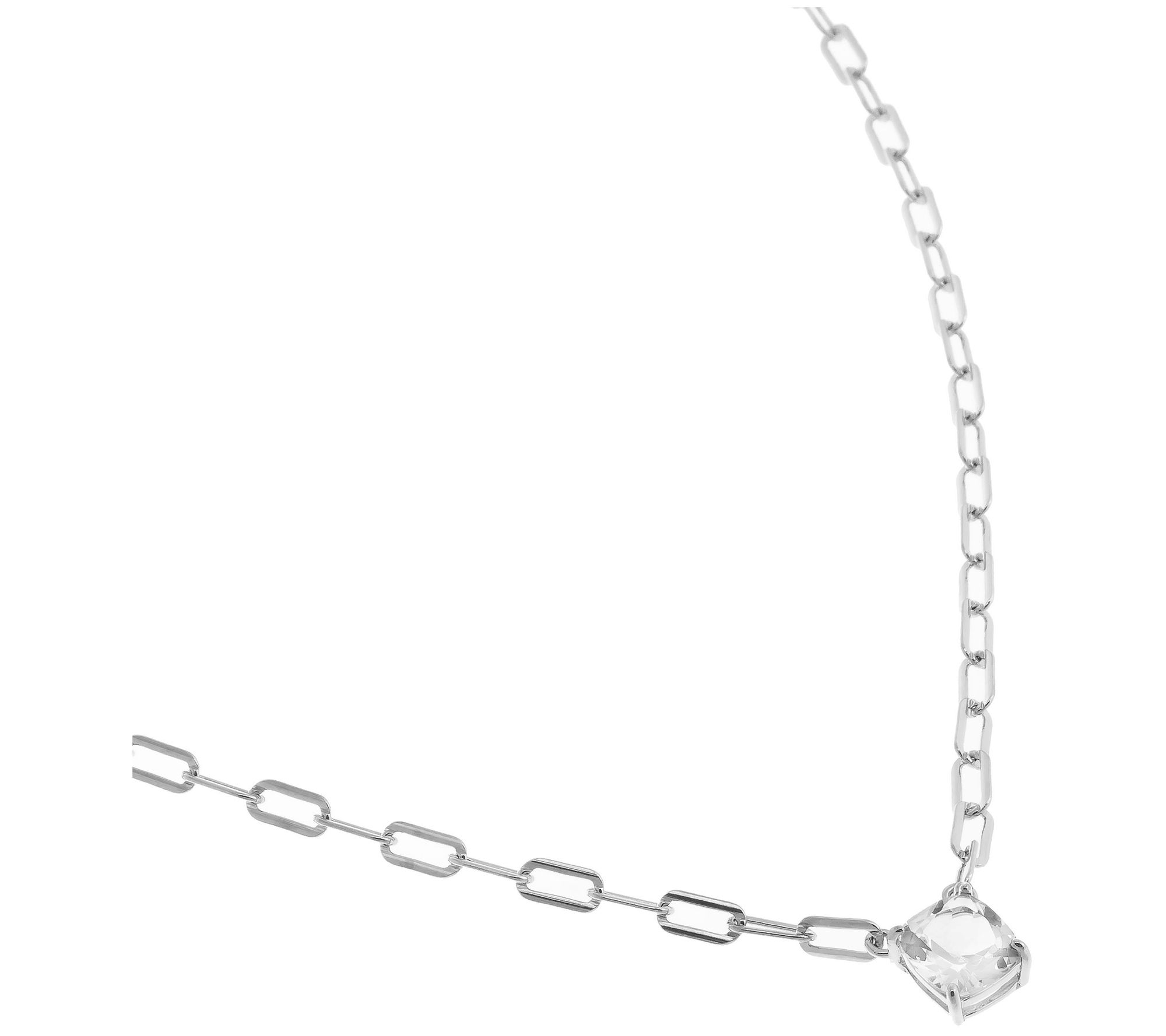 Affinity Gems Cushion Cut Gemstone Necklace, Sterling Silver