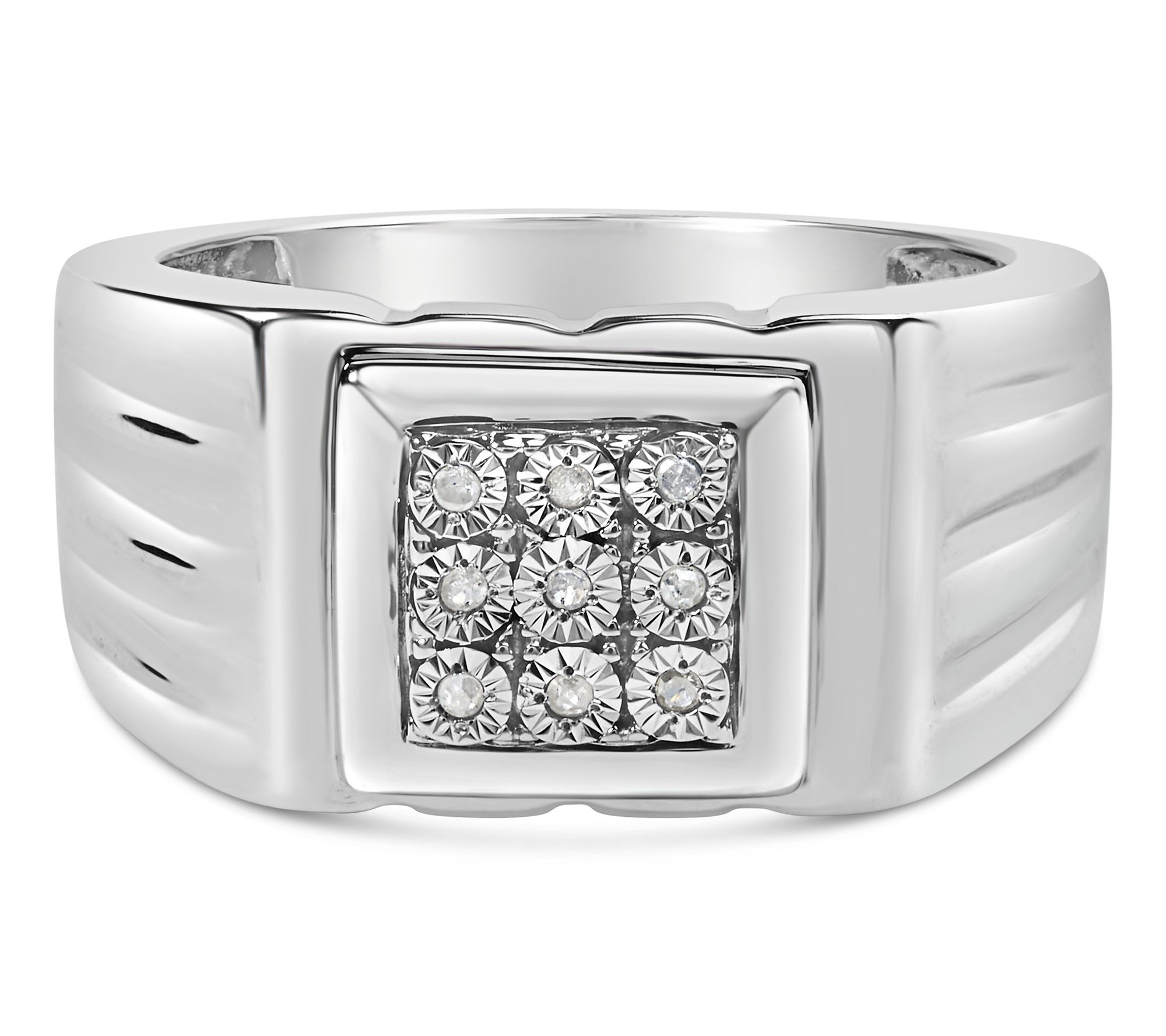 Haus of Brilliance Men's Diamond Accent FashionRing, Sterling
