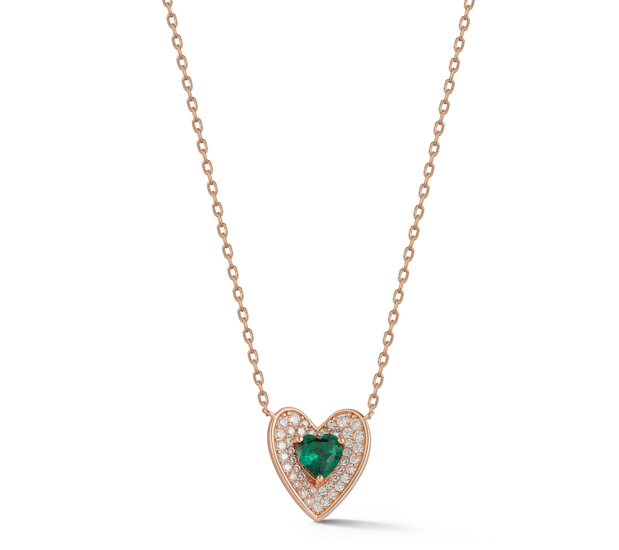 Sterlina Silver Pave Folded Heart Necklace, Sterling
