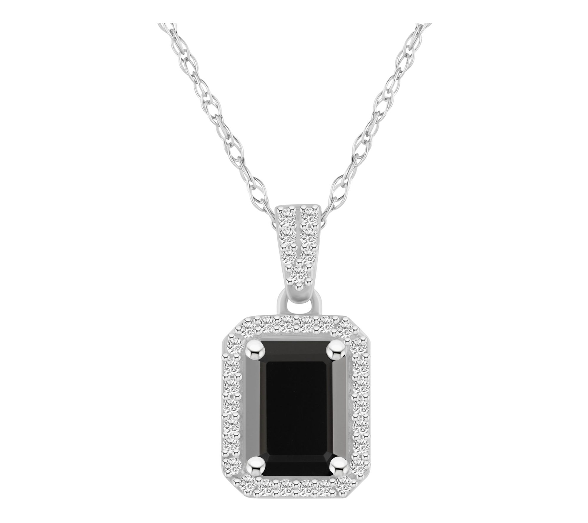 Affinity Gems Emerald Cut Gemstone Pendant w/ Chain, 10K